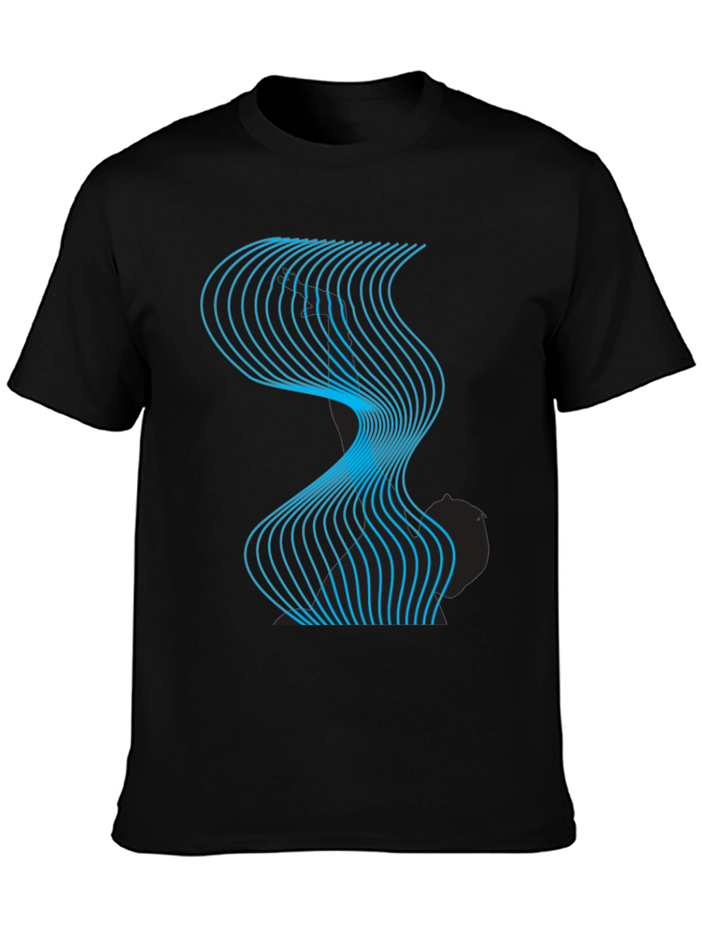 Abstract Wave Graphic Black T-Shirt