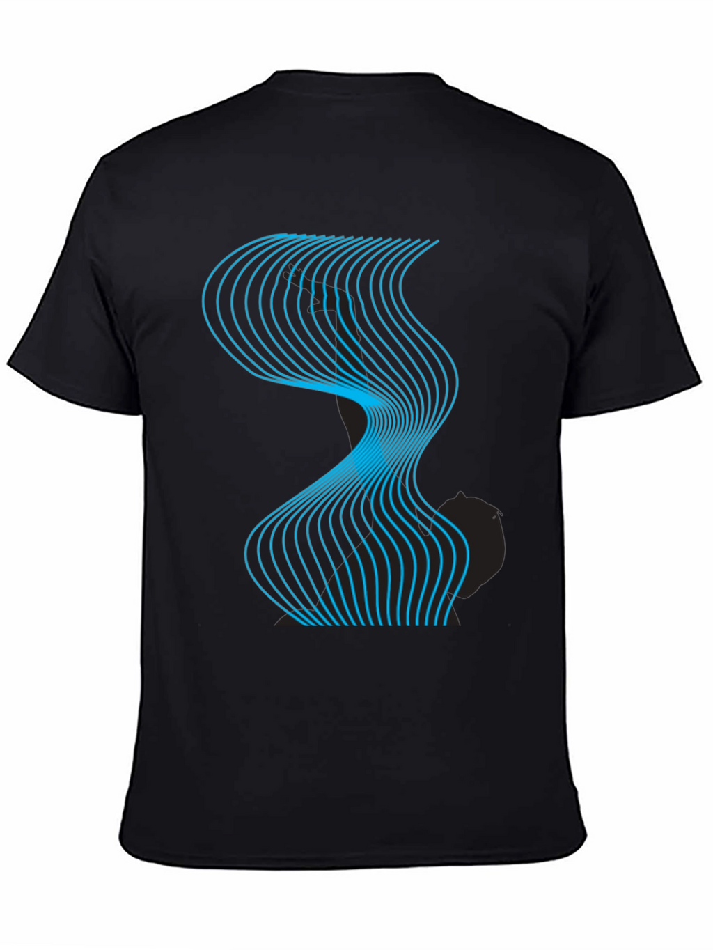 Abstract Wave Graphic Black T-Shirt
