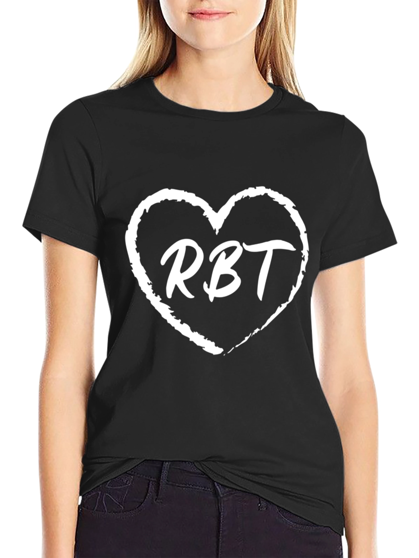 RBT Heart Graphic Tee - Black Cotton Blend Comfort Fit Shirt