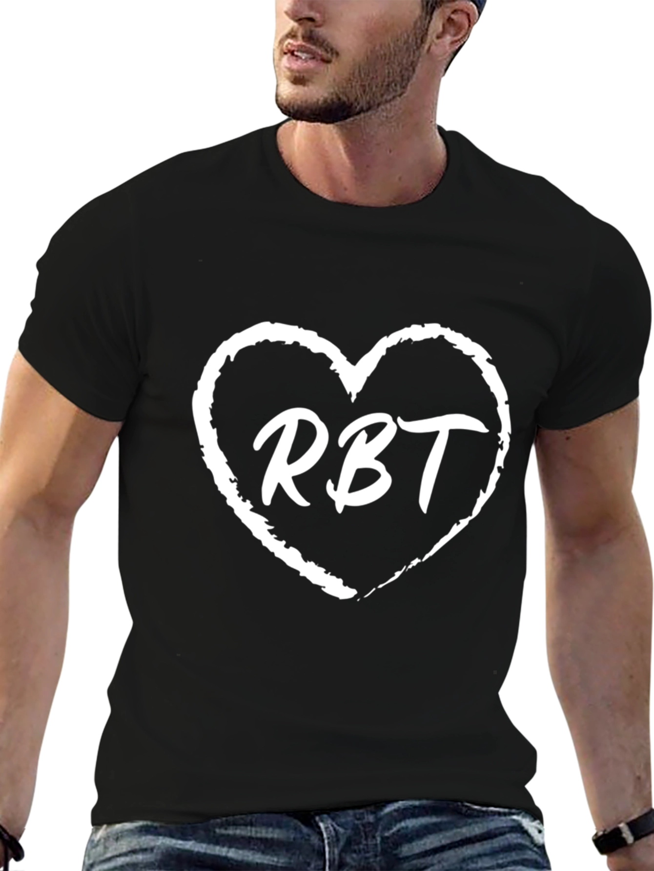 RBT Heart Graphic Tee - Black Cotton Blend Comfort Fit Shirt