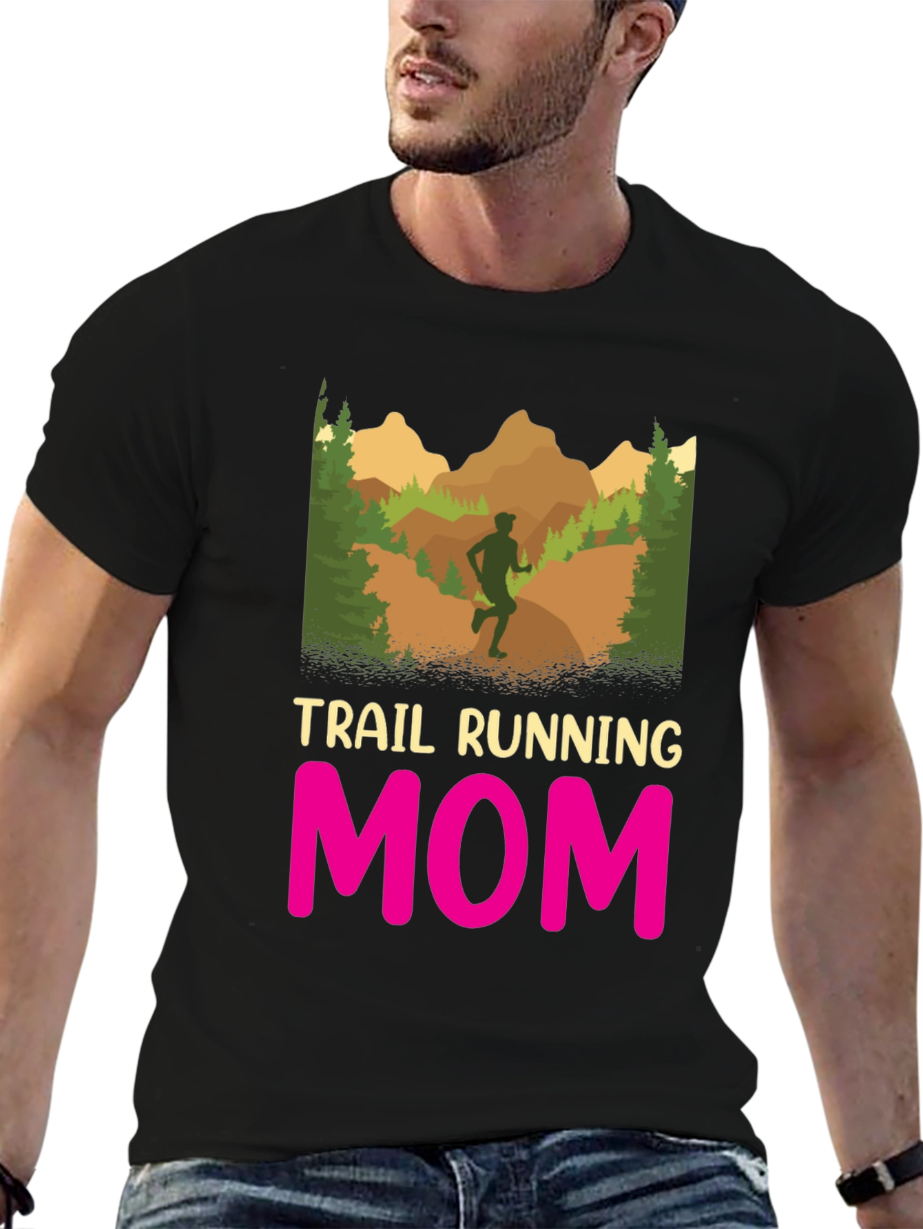 Trail Running Mom T-Shirt - Black Graphic Tee