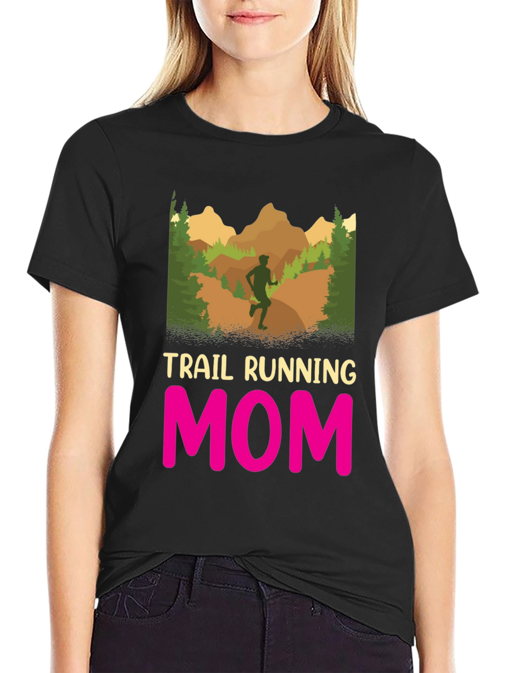 Trail Running Mom T-Shirt - Black Graphic Tee
