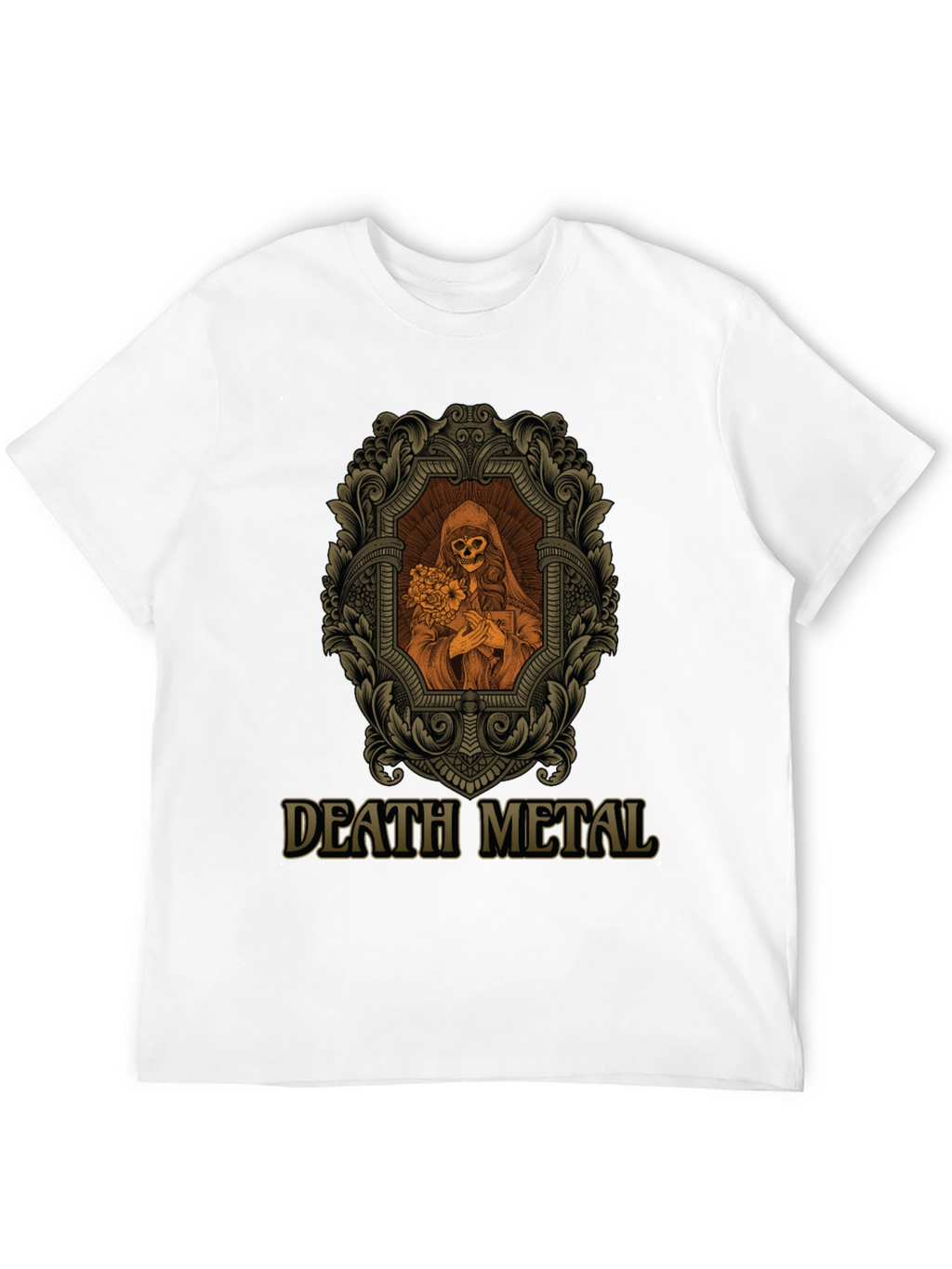 Death Metal Graphic Tee - Skull & Flowers