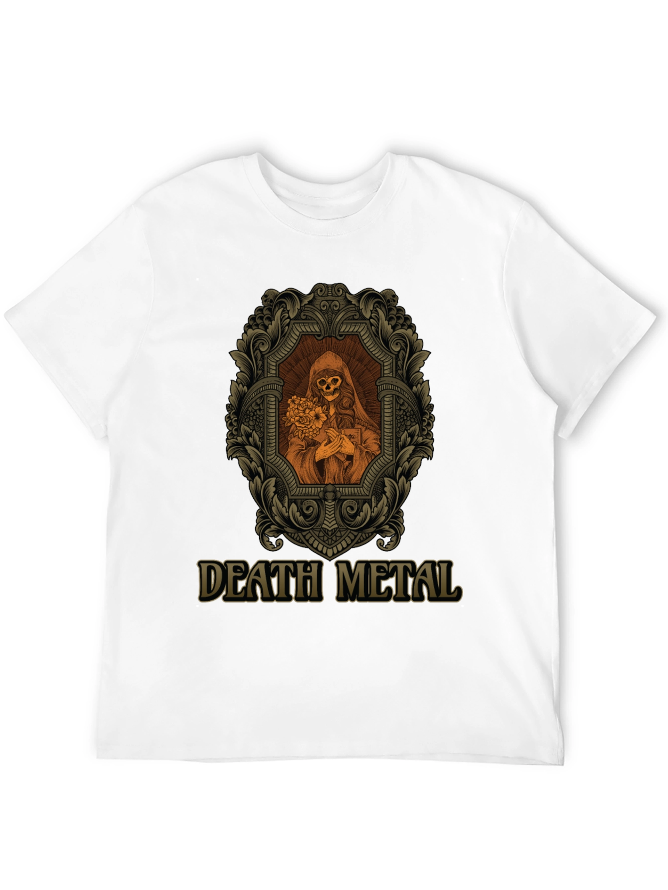 Death Metal Graphic Tee - Skull & Flowers