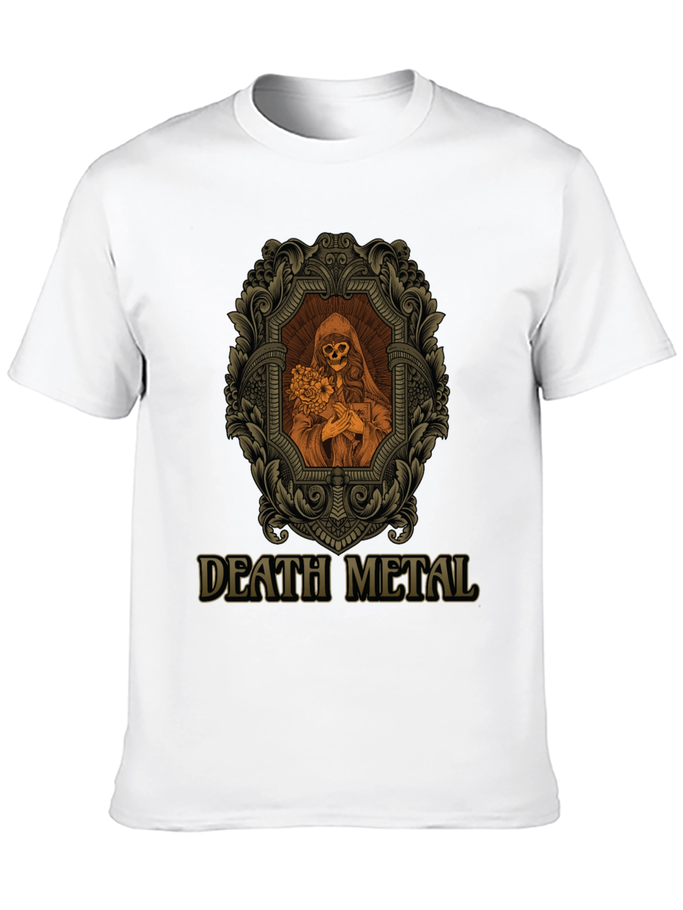 Death Metal Graphic Tee - Skull & Flowers