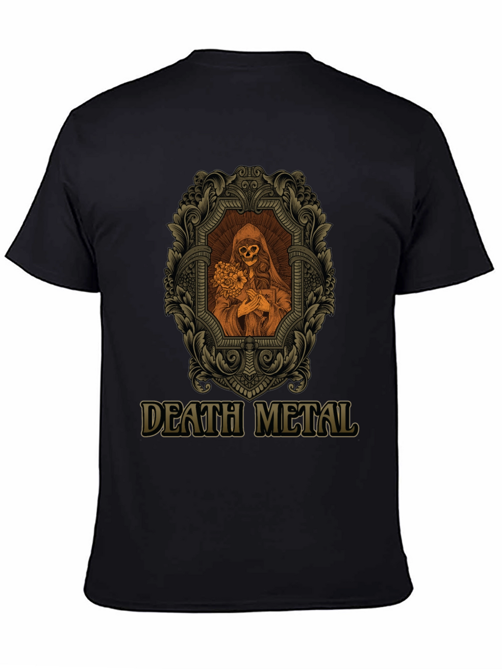 Death Metal Graphic Tee - Skull & Flowers