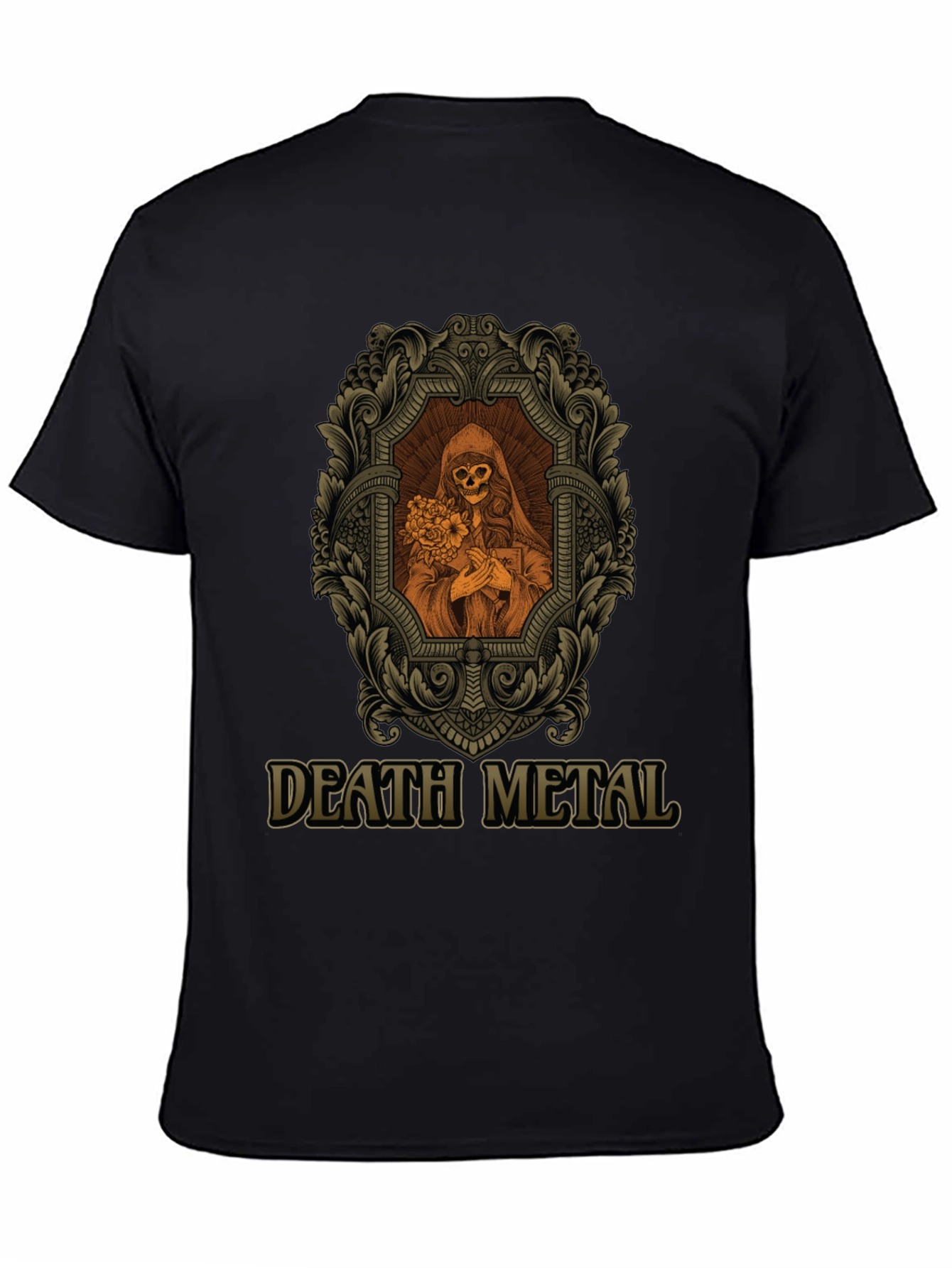 Death Metal Graphic Tee - Skull & Flowers