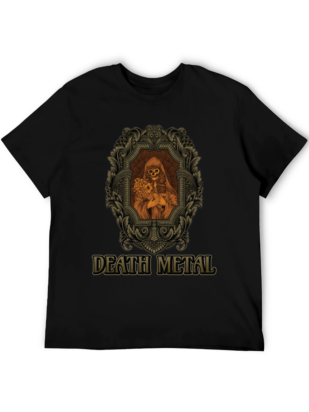 Death Metal Graphic Tee - Skull & Flowers