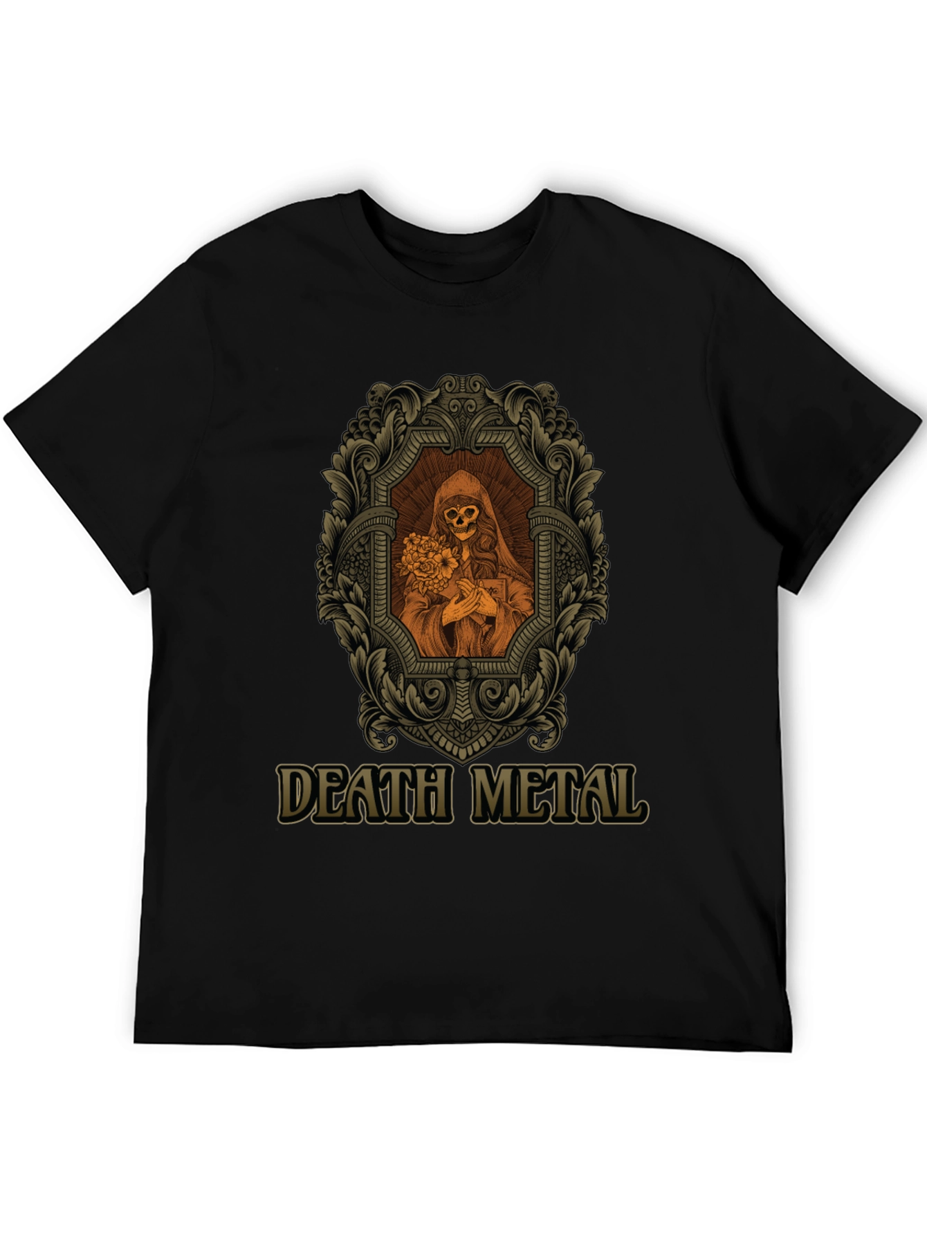 Death Metal Graphic Tee - Skull & Flowers
