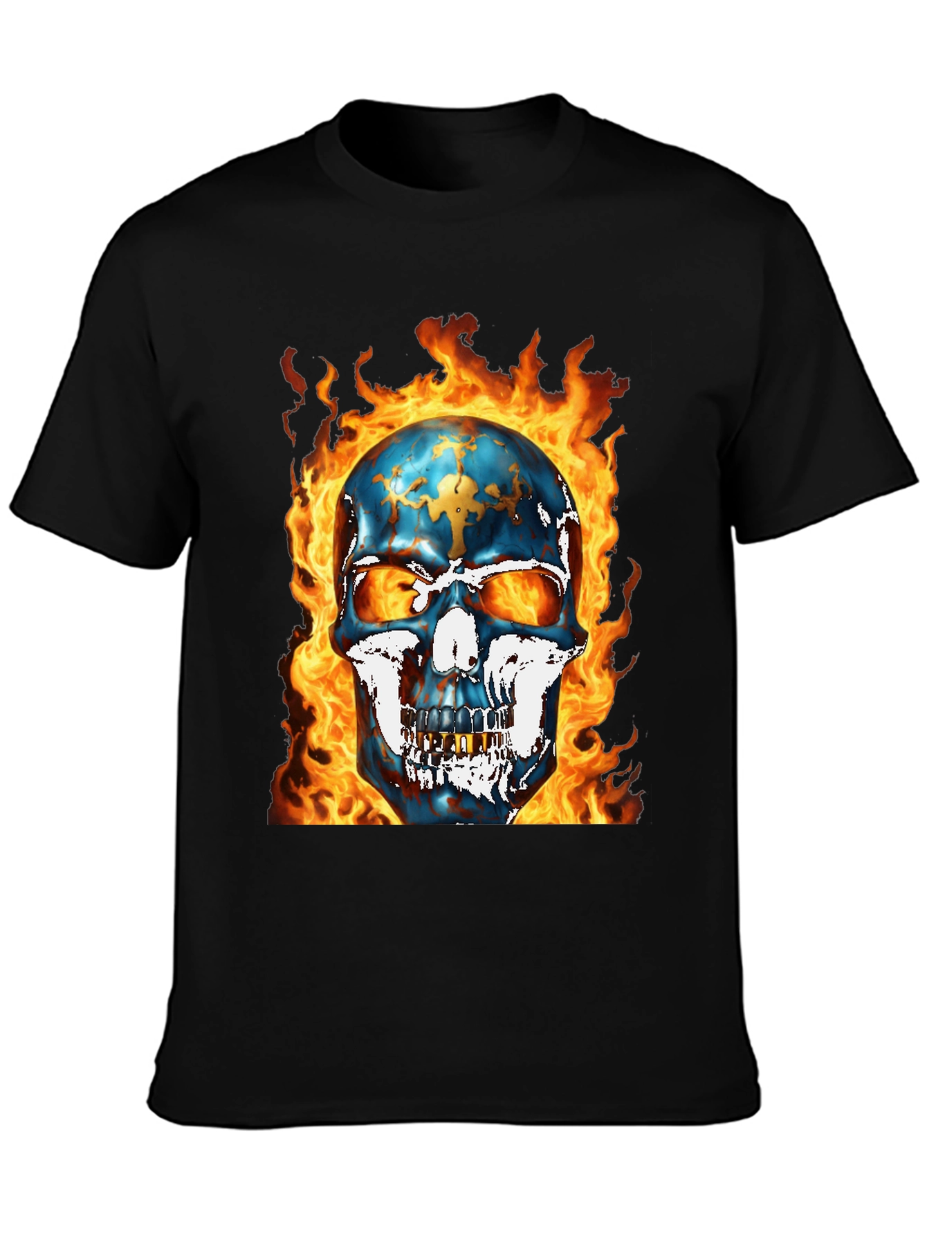Fiery Skull Graphic Tee - Bold & Edgy Design