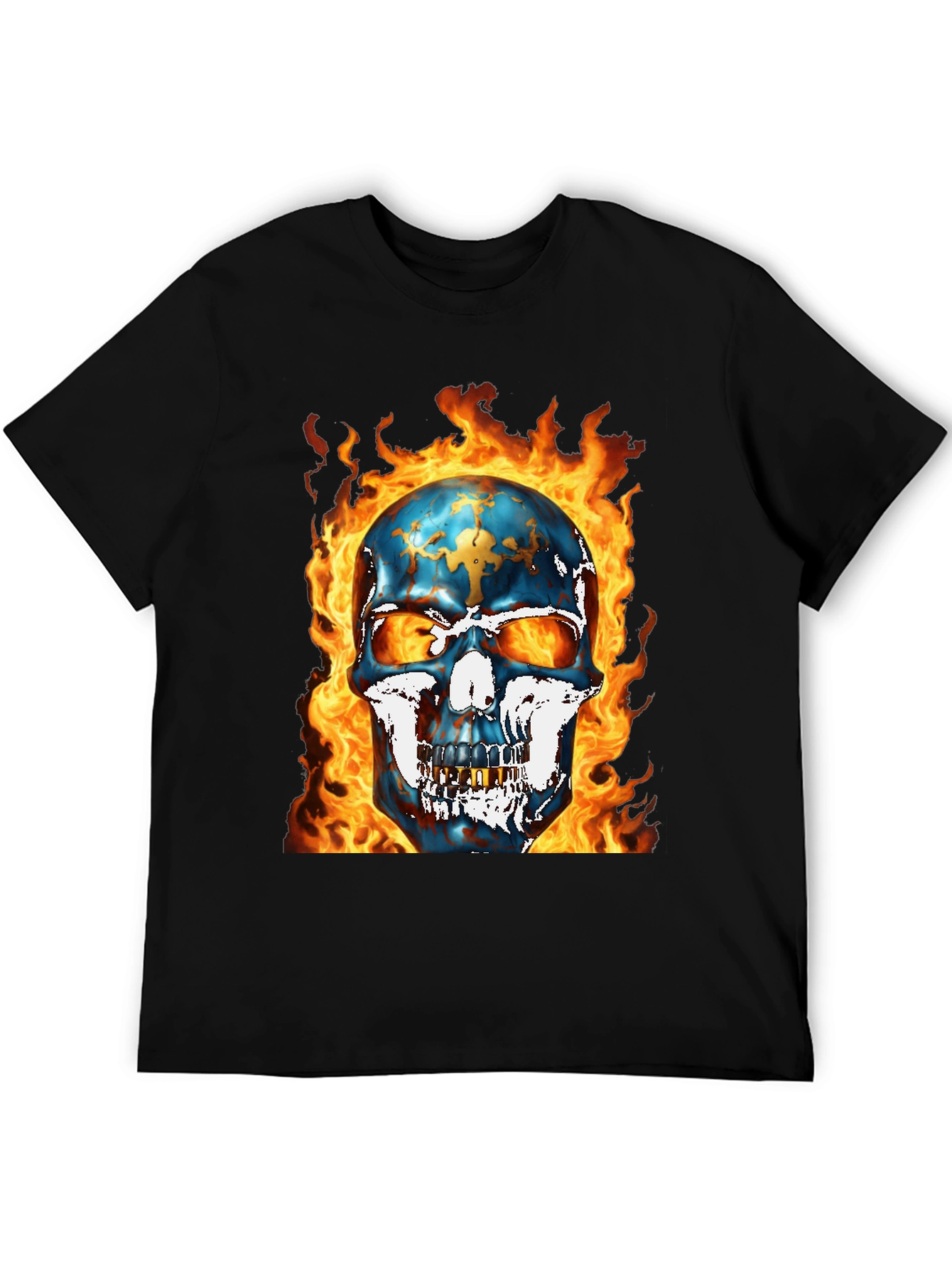 Fiery Skull Graphic Tee - Bold & Edgy Design