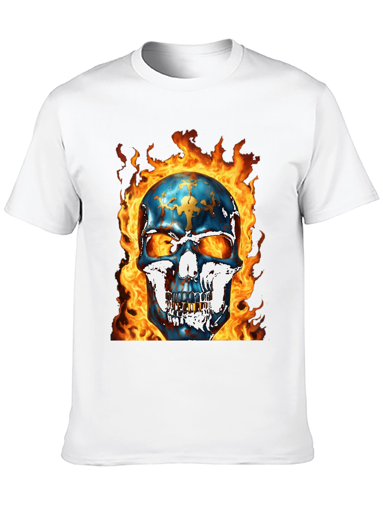 Fiery Skull Graphic Tee - Bold & Edgy Design