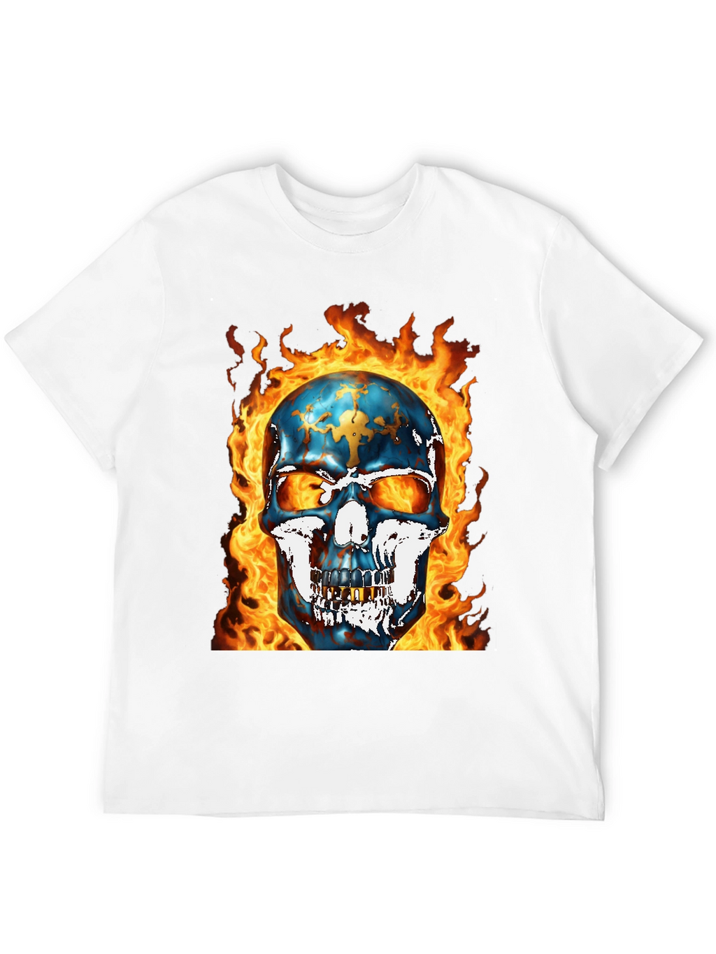 Fiery Skull Graphic Tee - Bold & Edgy Design