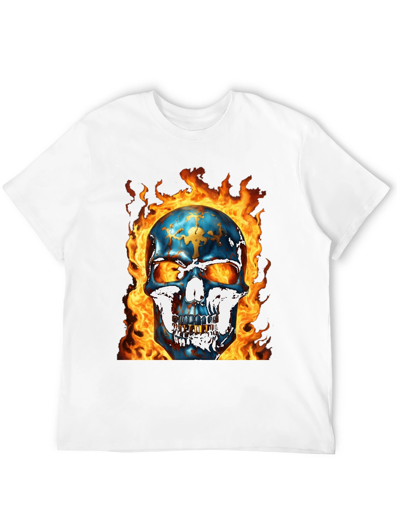 Fiery Skull Graphic Tee - Bold & Edgy Design