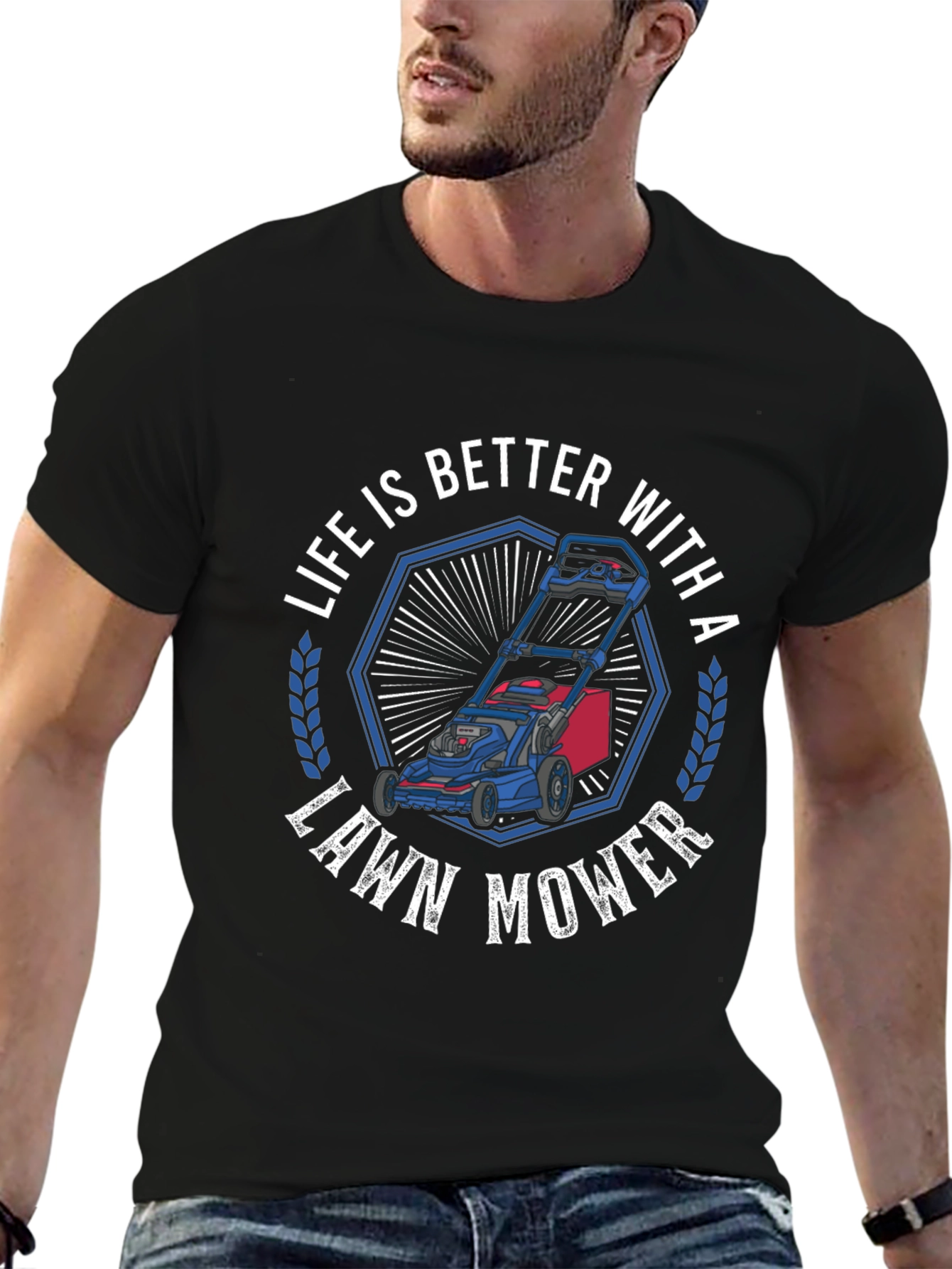Life is Better with a Lawn Mower Black Graphic Tee