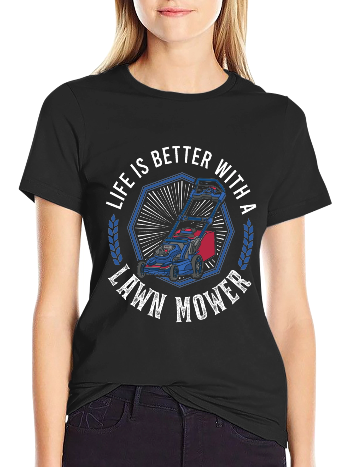 Life is Better with a Lawn Mower Black Graphic Tee