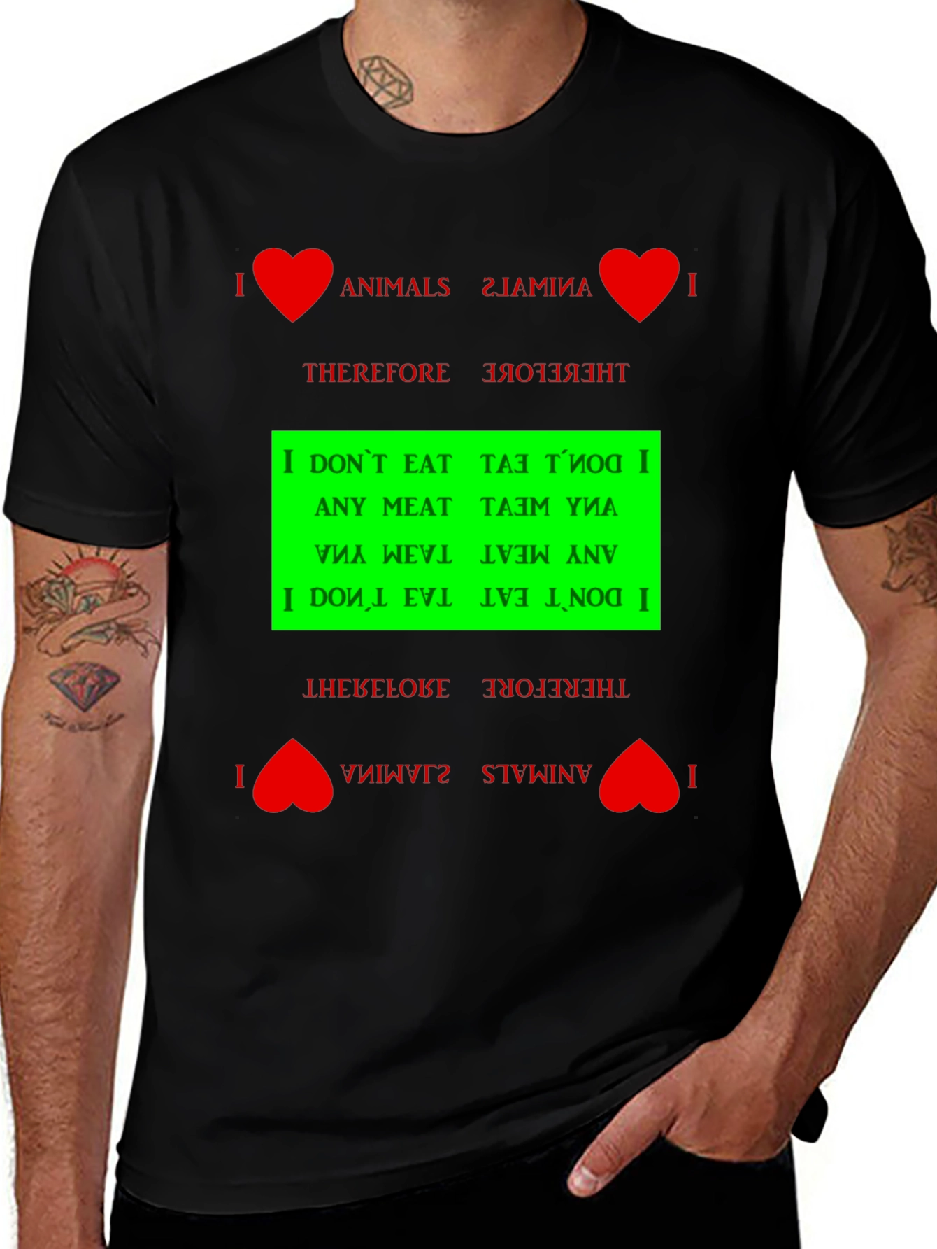 I Love Animals Vegan Graphic T-Shirt