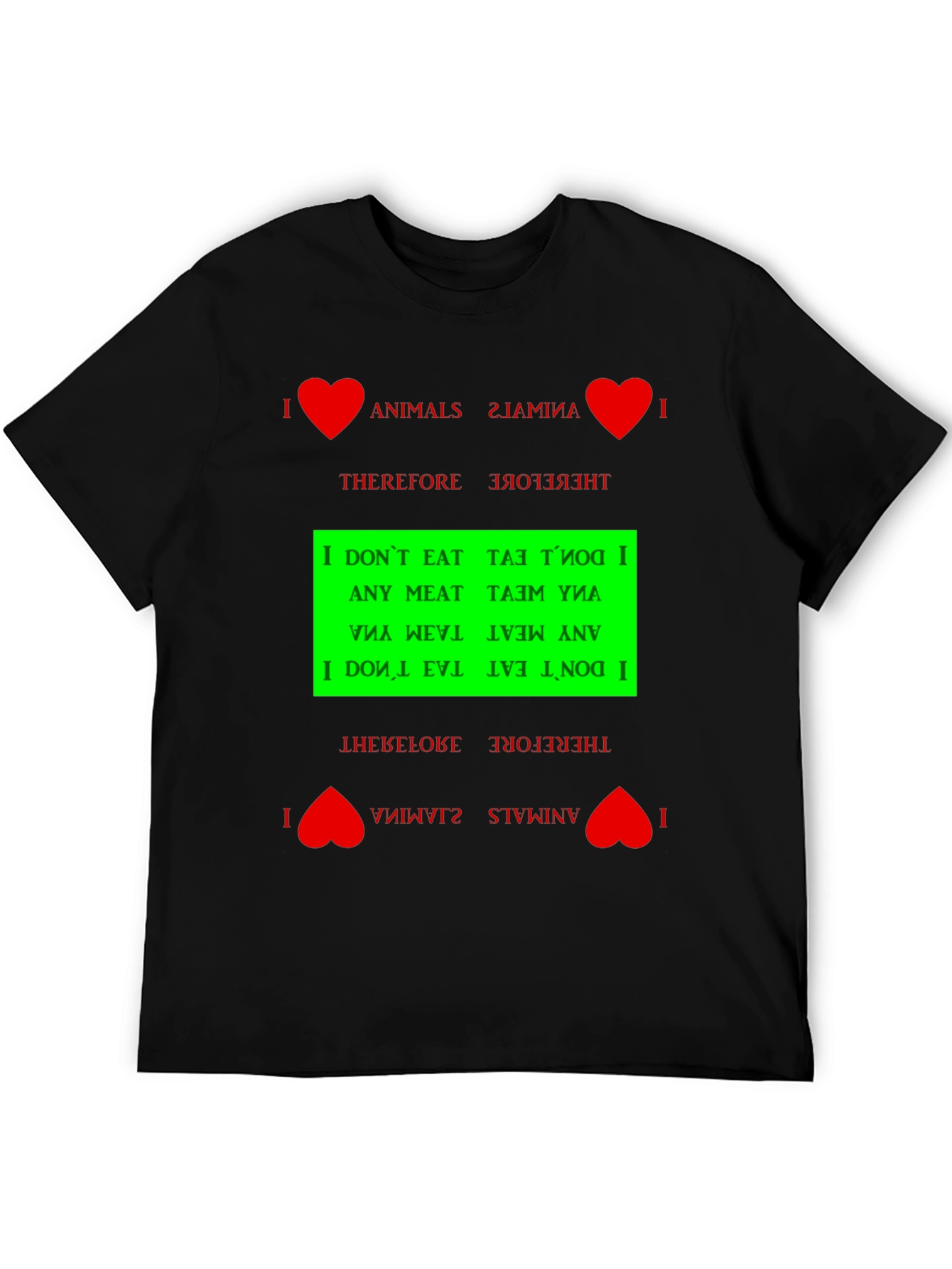 I Love Animals Vegan Graphic T-Shirt