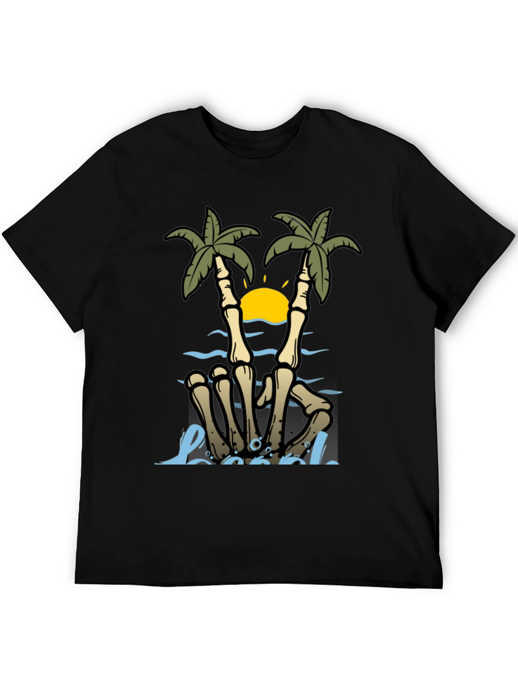 Skeleton Hand Palm Tree Graphic Tee