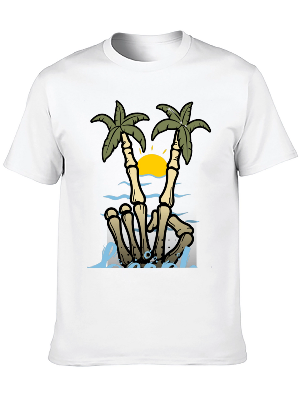 Skeleton Hand Palm Tree Graphic Tee