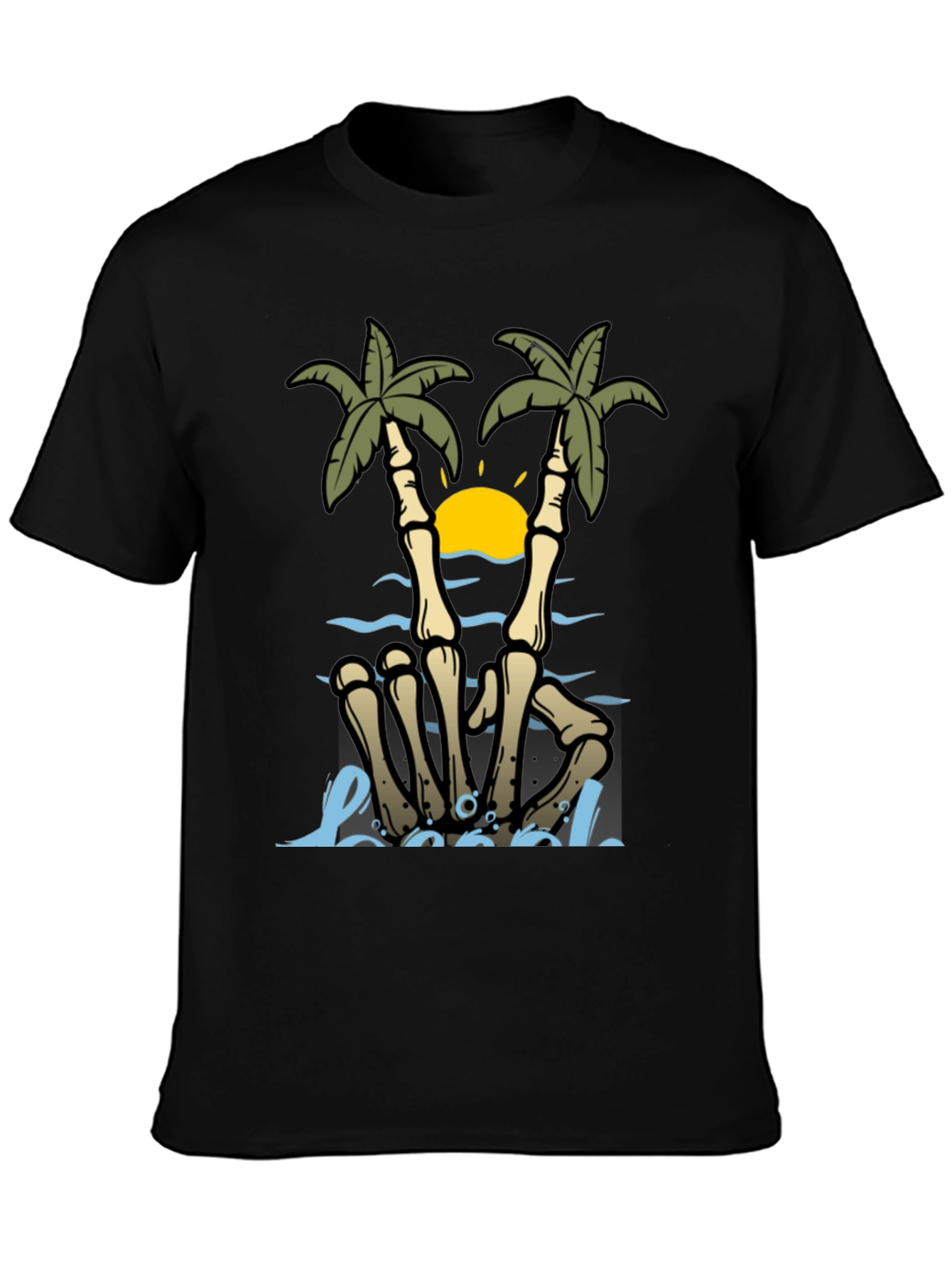 Skeleton Hand Palm Tree Graphic Tee