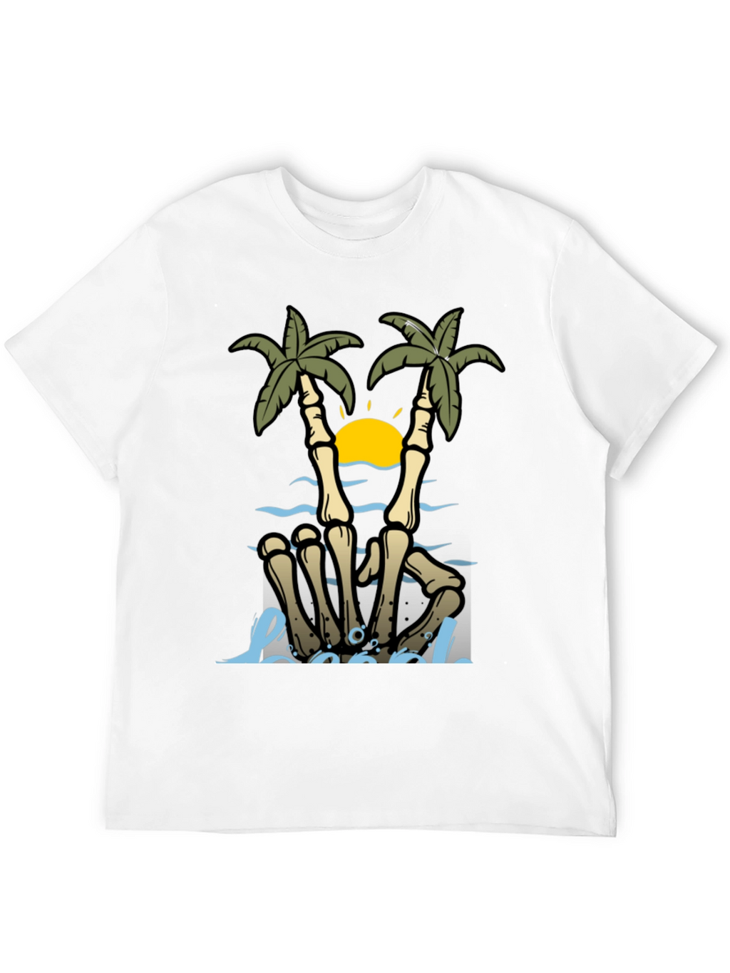 Skeleton Hand Palm Tree Graphic Tee