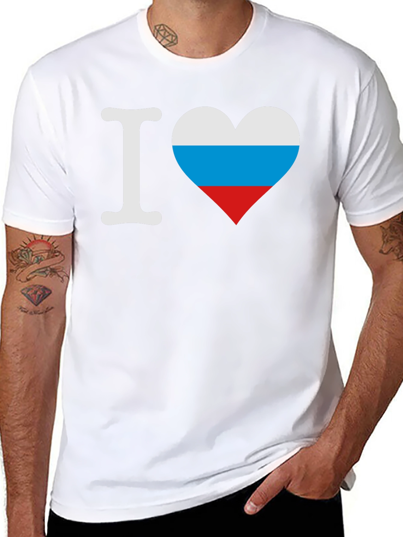 I Love Russia T-Shirt - Russian Flag Heart Graphic Tee