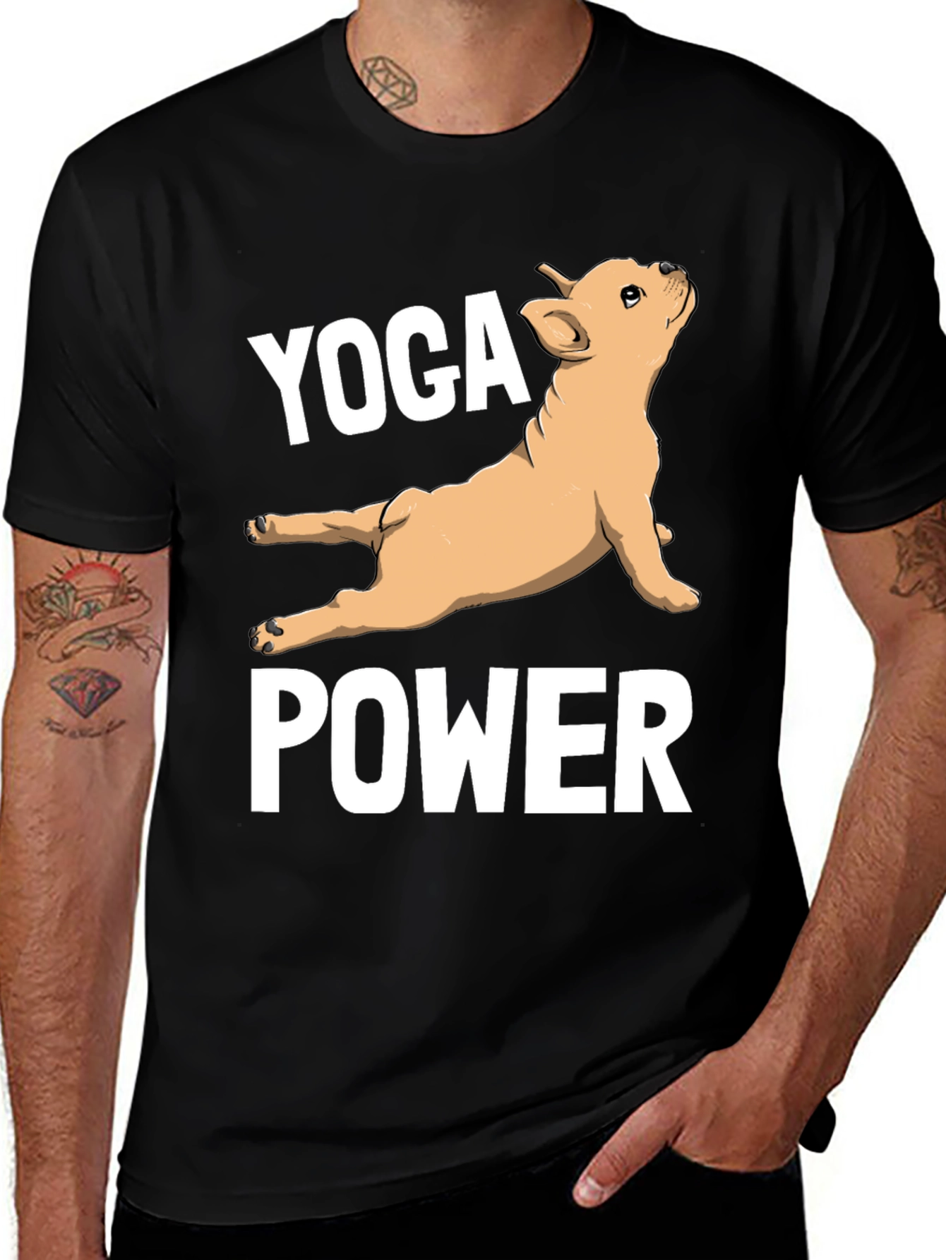 Yoga Power Bulldog Tee - Funny Dog Lover Shirt
