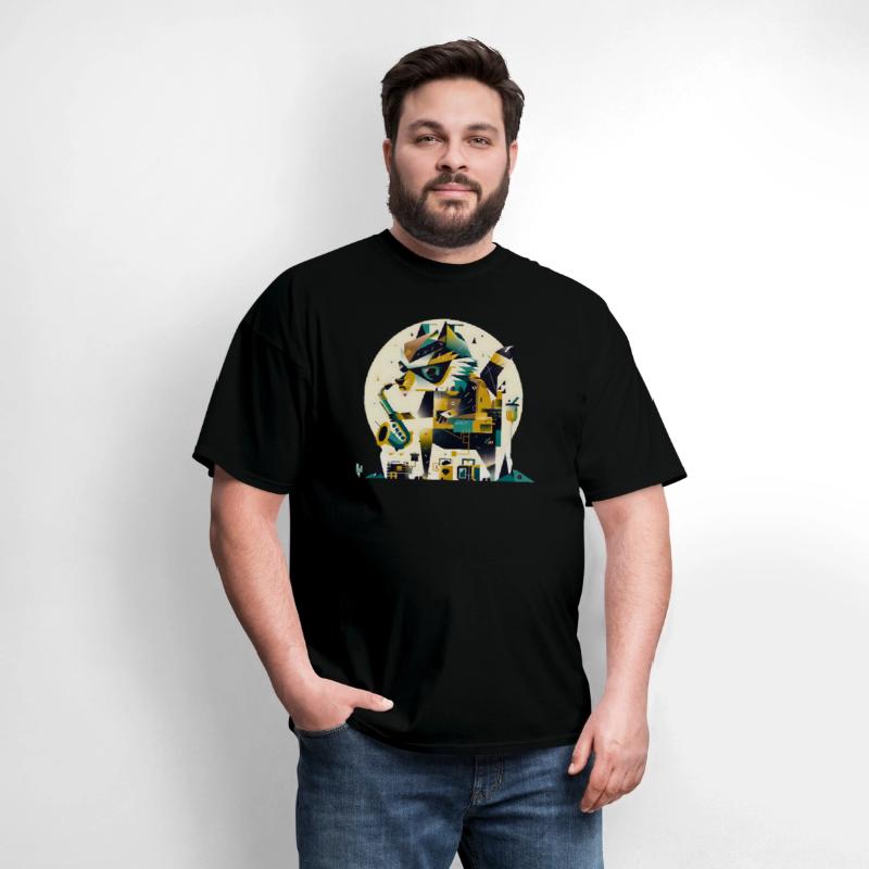 Jazz Raccoon in the Metropolis - Cubist design