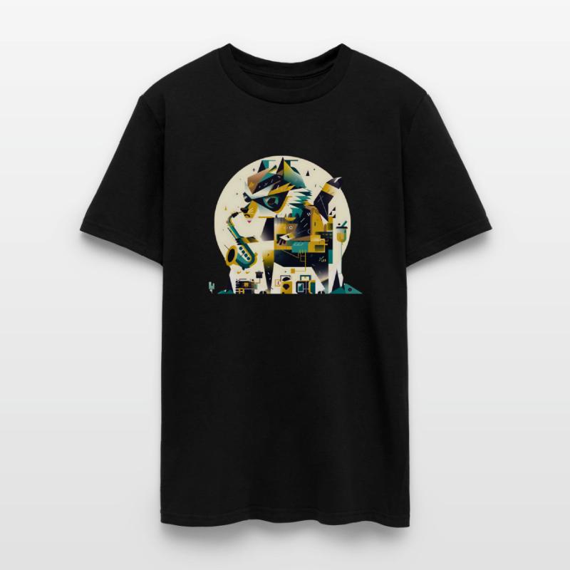 Jazz Raccoon in the Metropolis - Cubist design