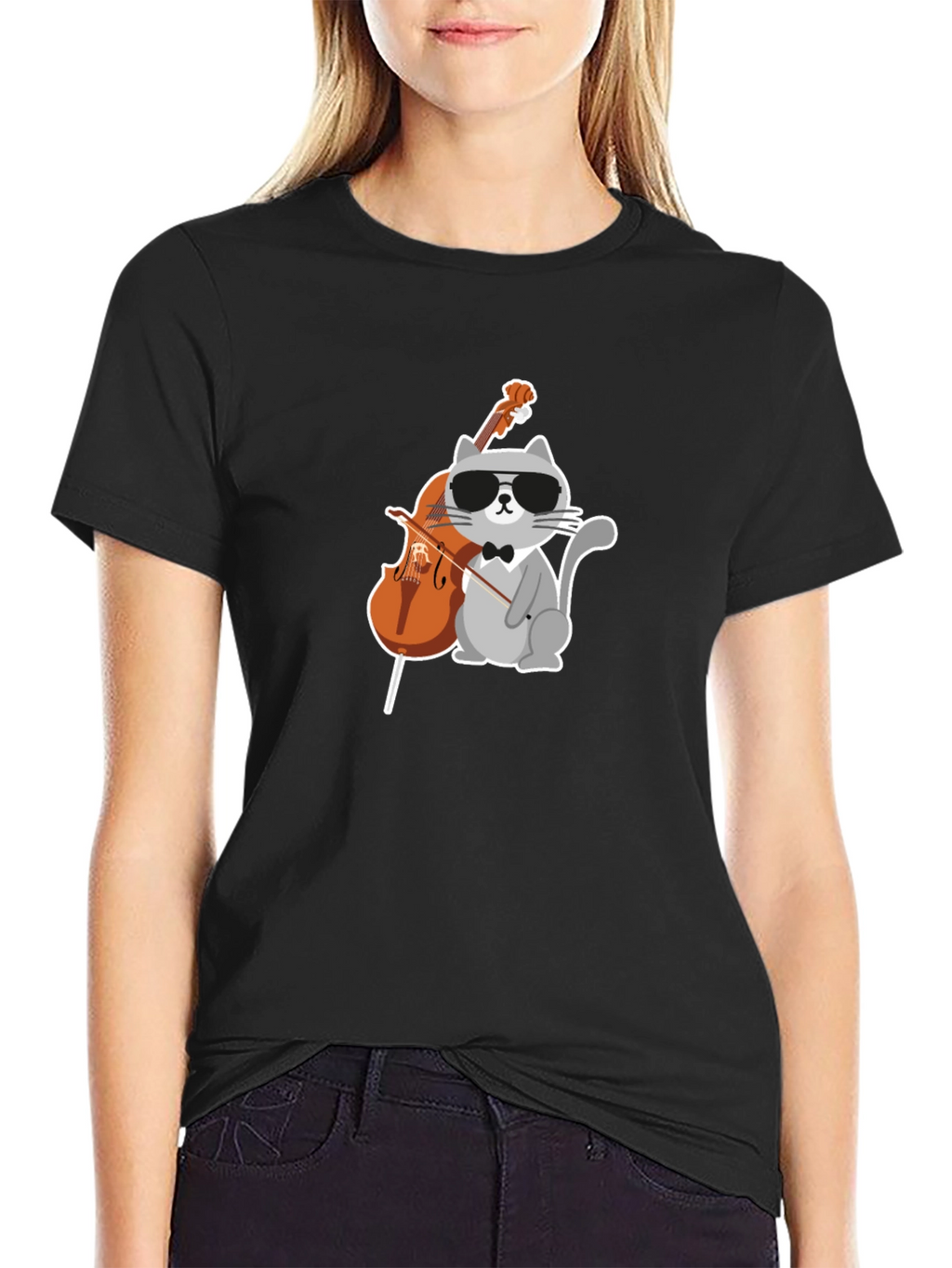 Cool Cat Cello Player Graphic Tee