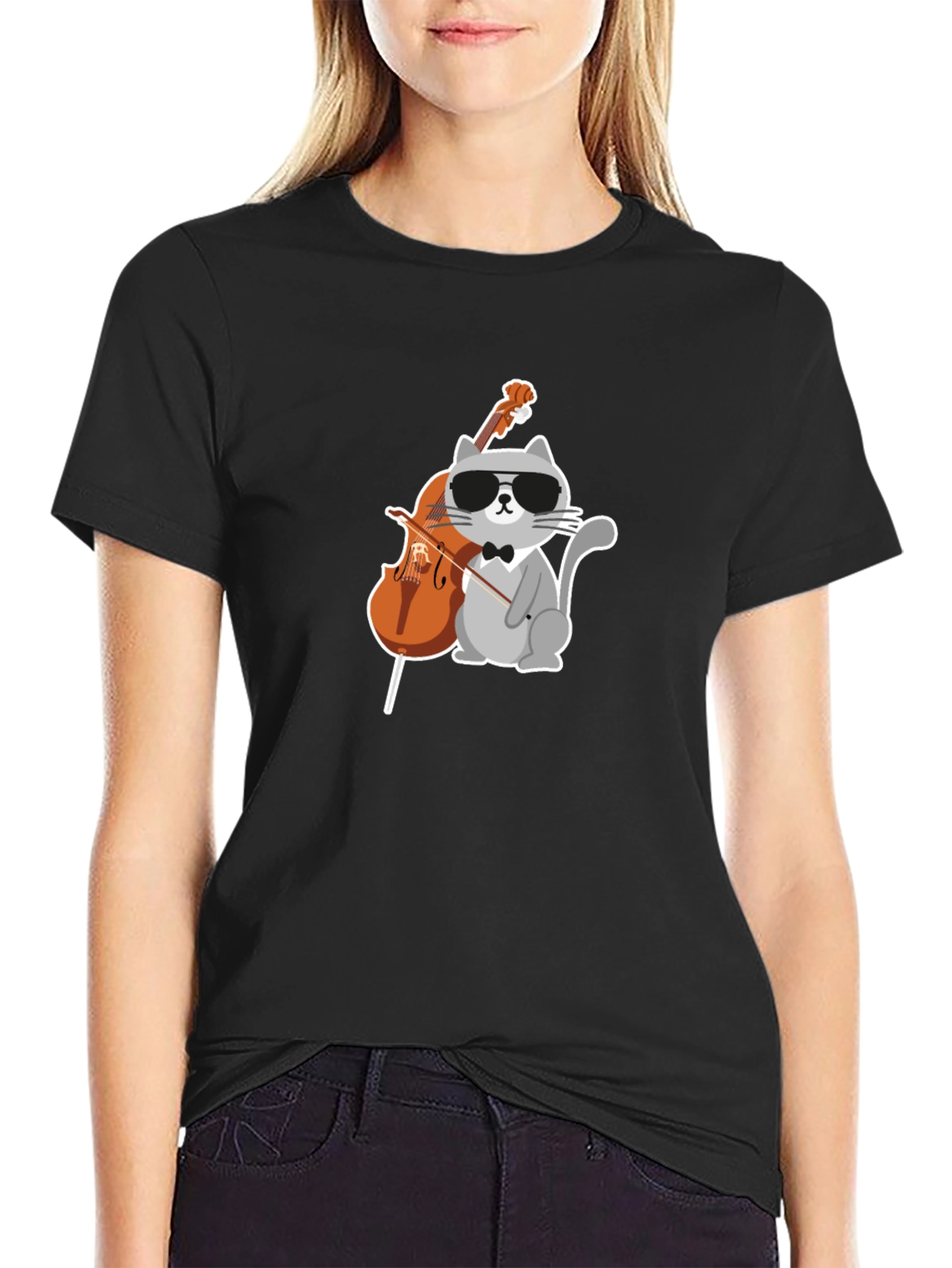 Cool Cat Cello Player Graphic Tee