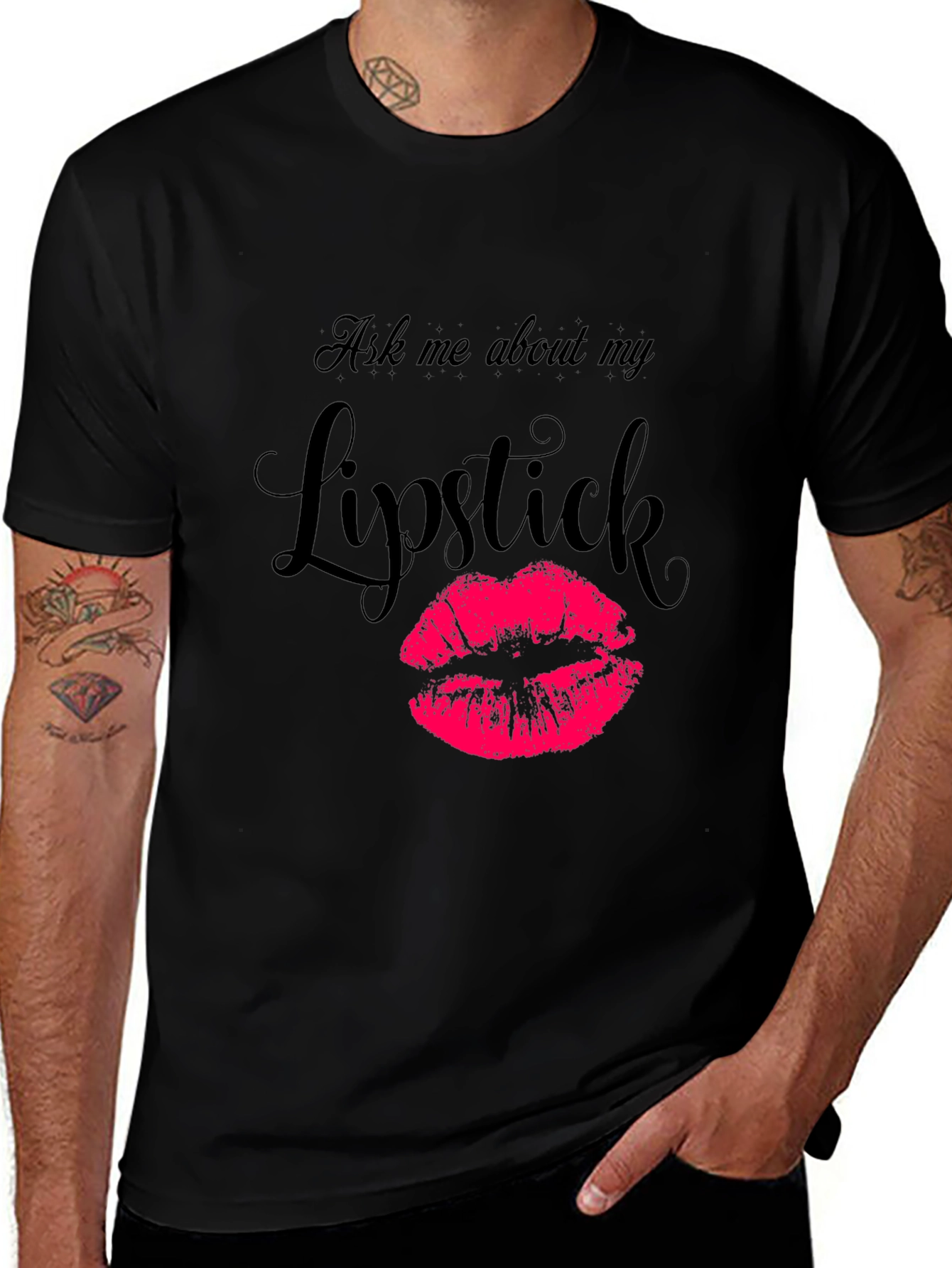 Ask Me About My Lipstick Graphic Tee - Black