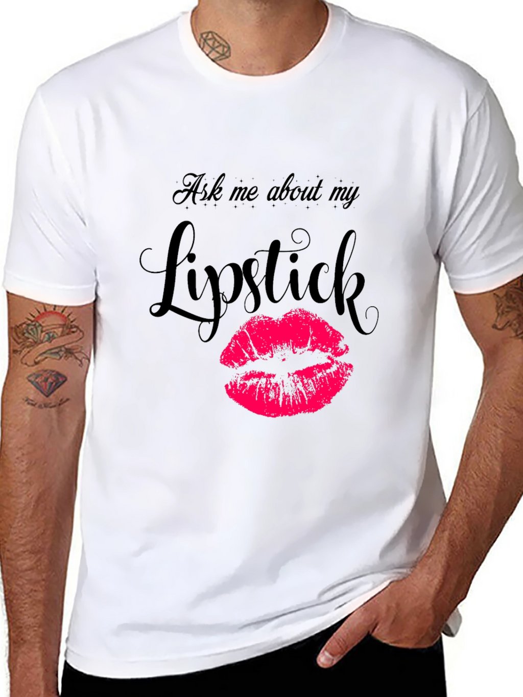 Ask Me About My Lipstick Graphic Tee - Black
