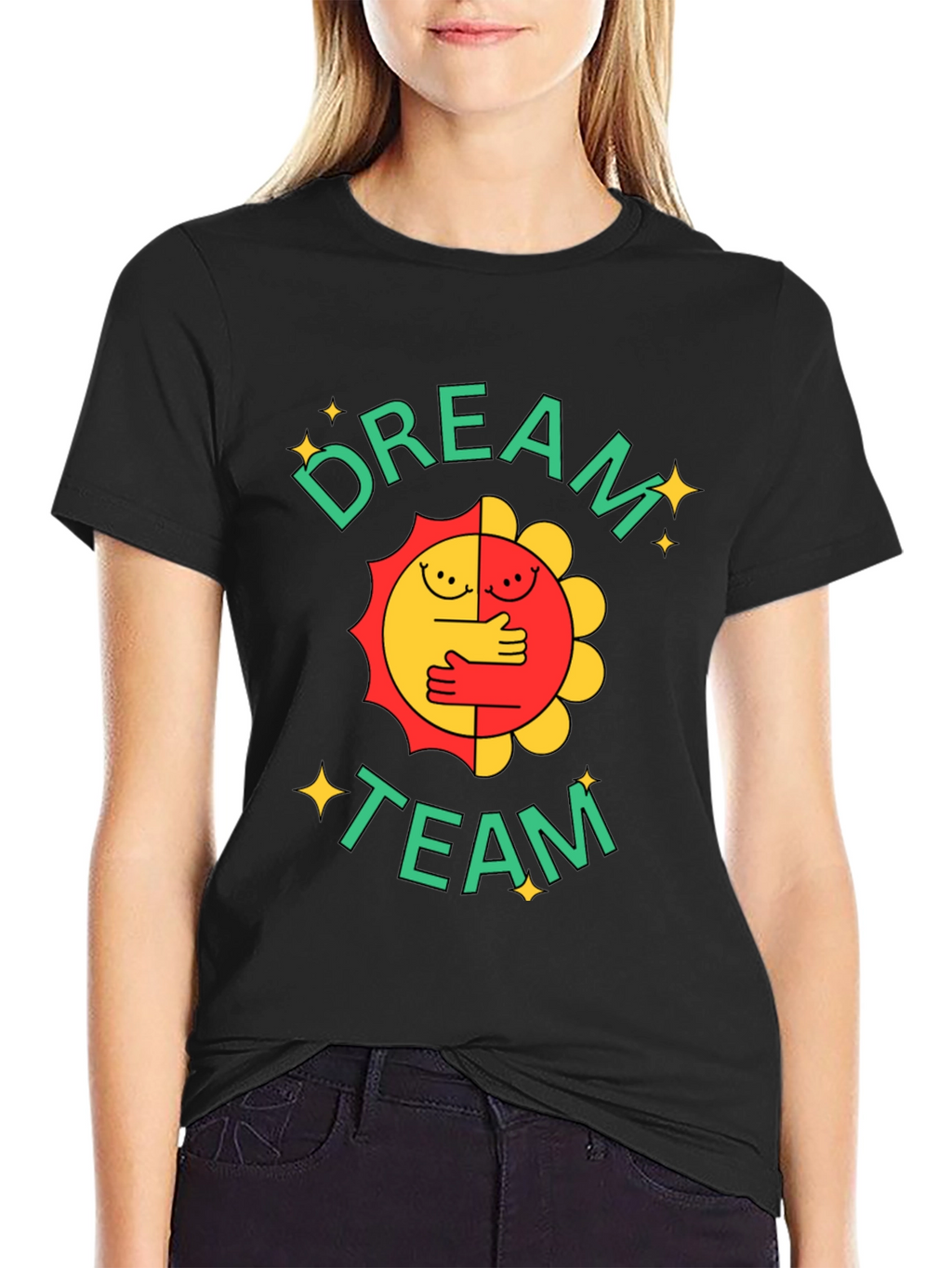 Dream Team Graphic Tee - Black Cotton Blend T-Shirt