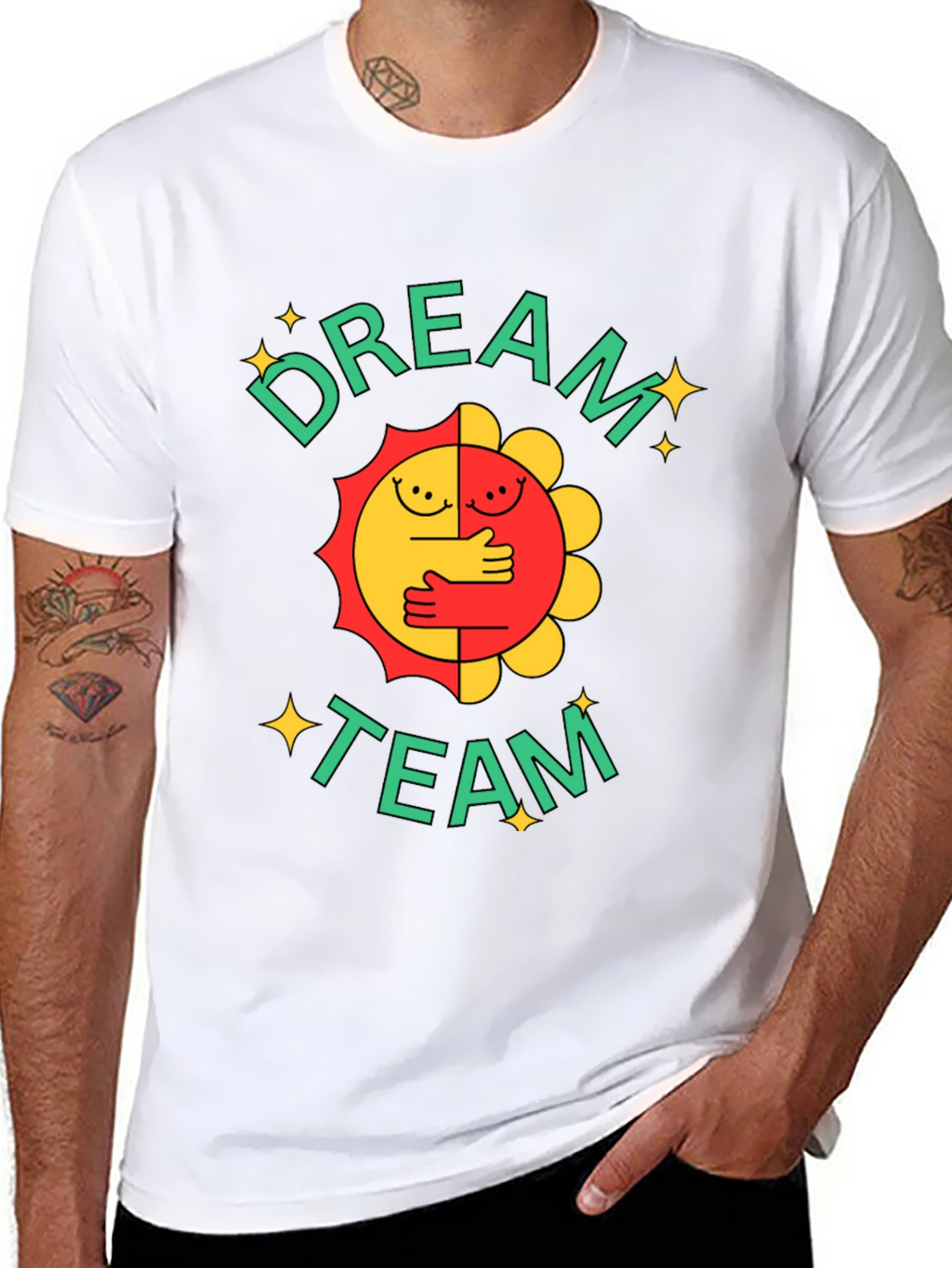 Dream Team Graphic Tee - Black Cotton Blend T-Shirt