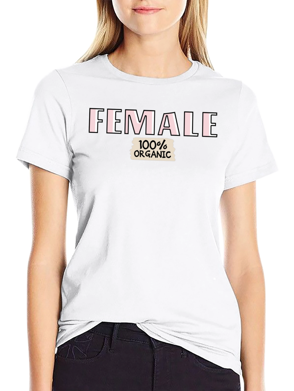 Female 100% Organic Black T-Shirt