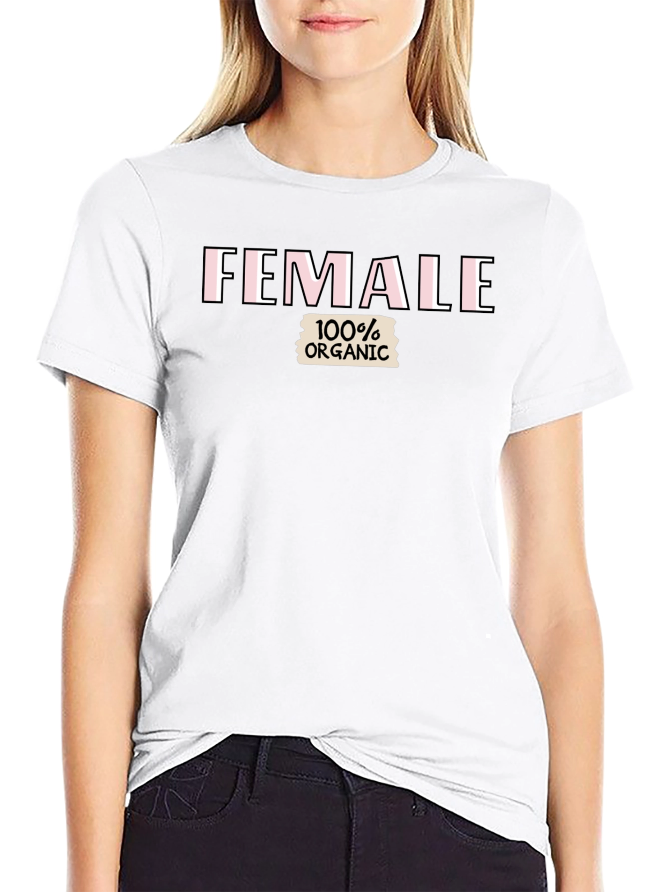 Female 100% Organic Black T-Shirt