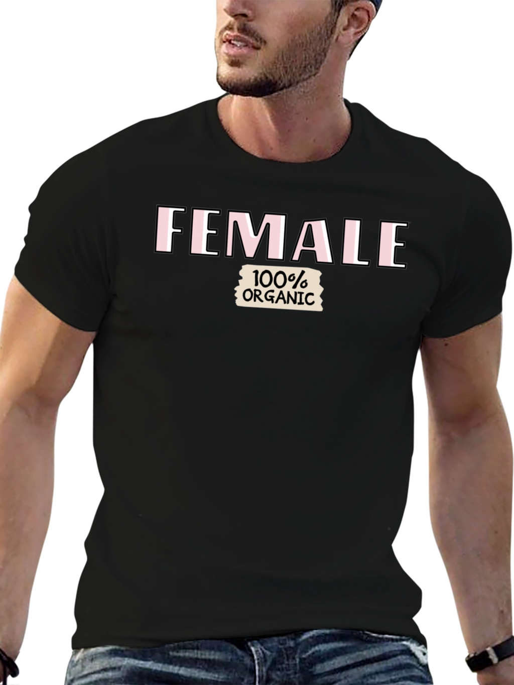 Female 100% Organic Black T-Shirt