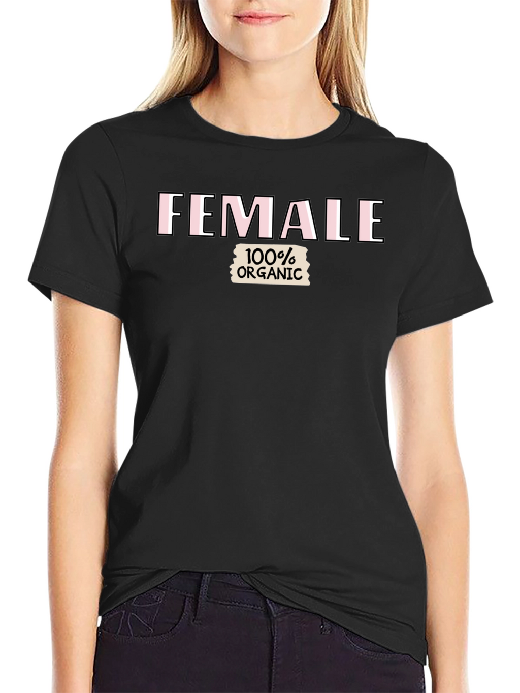 Female 100% Organic Black T-Shirt