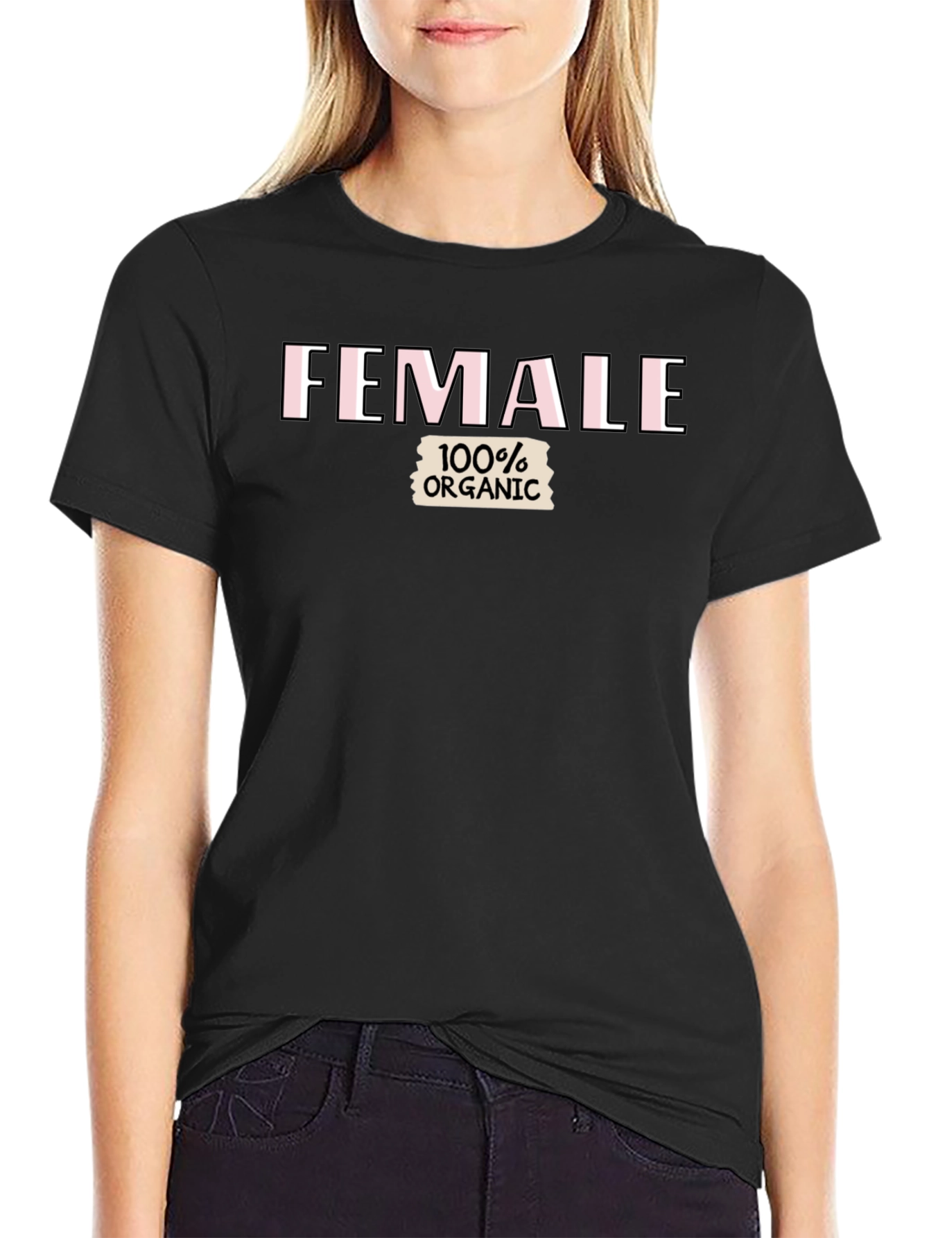 Female 100% Organic Black T-Shirt