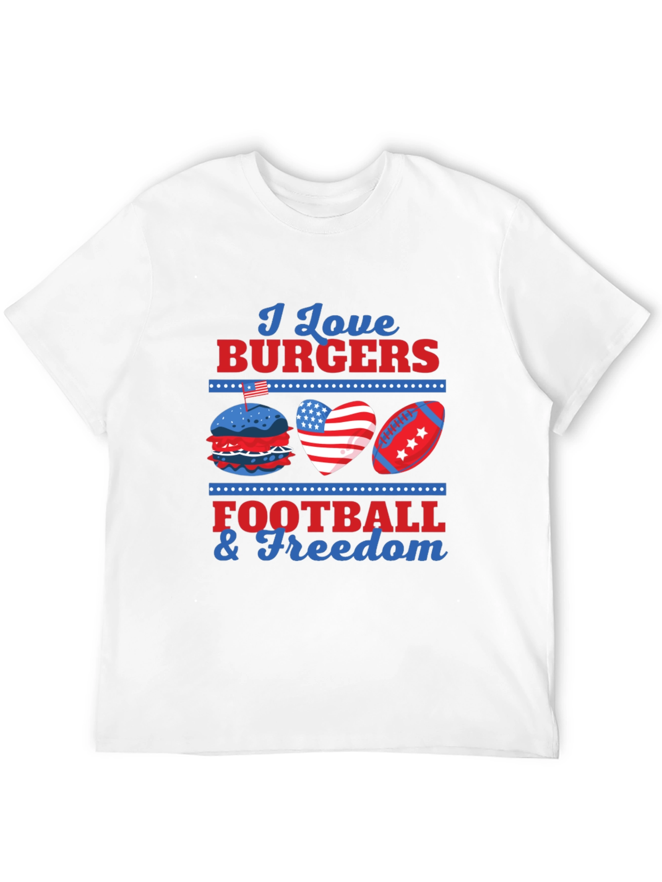 I Love Burgers Football & Freedom T-Shirt