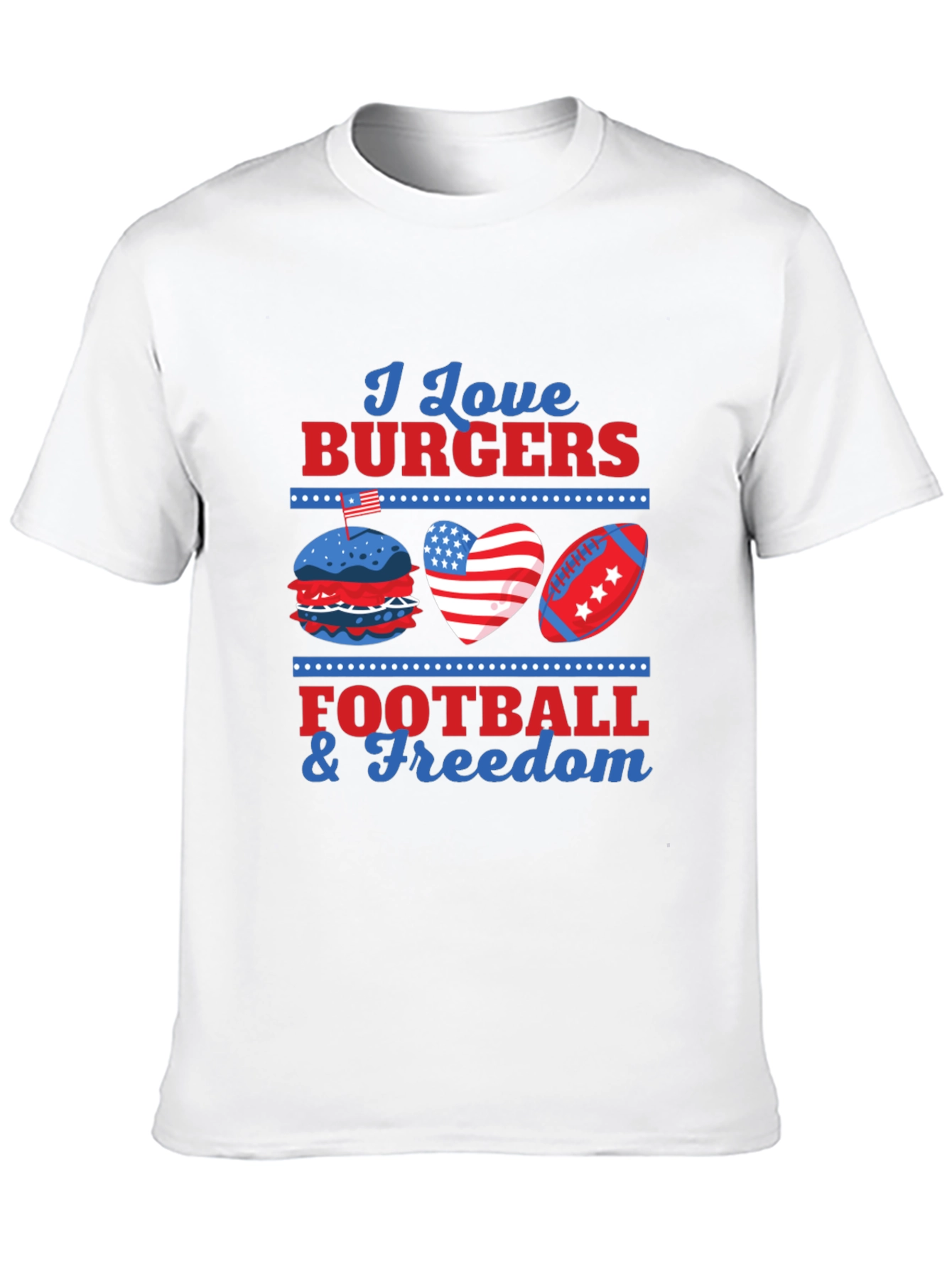 I Love Burgers Football & Freedom T-Shirt