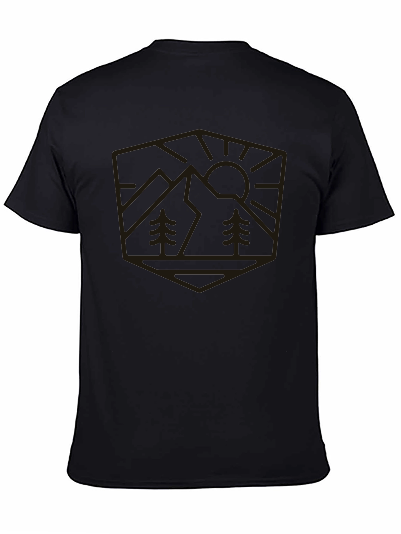 Mountain Scene Graphic Tee - Black Casual Shirt