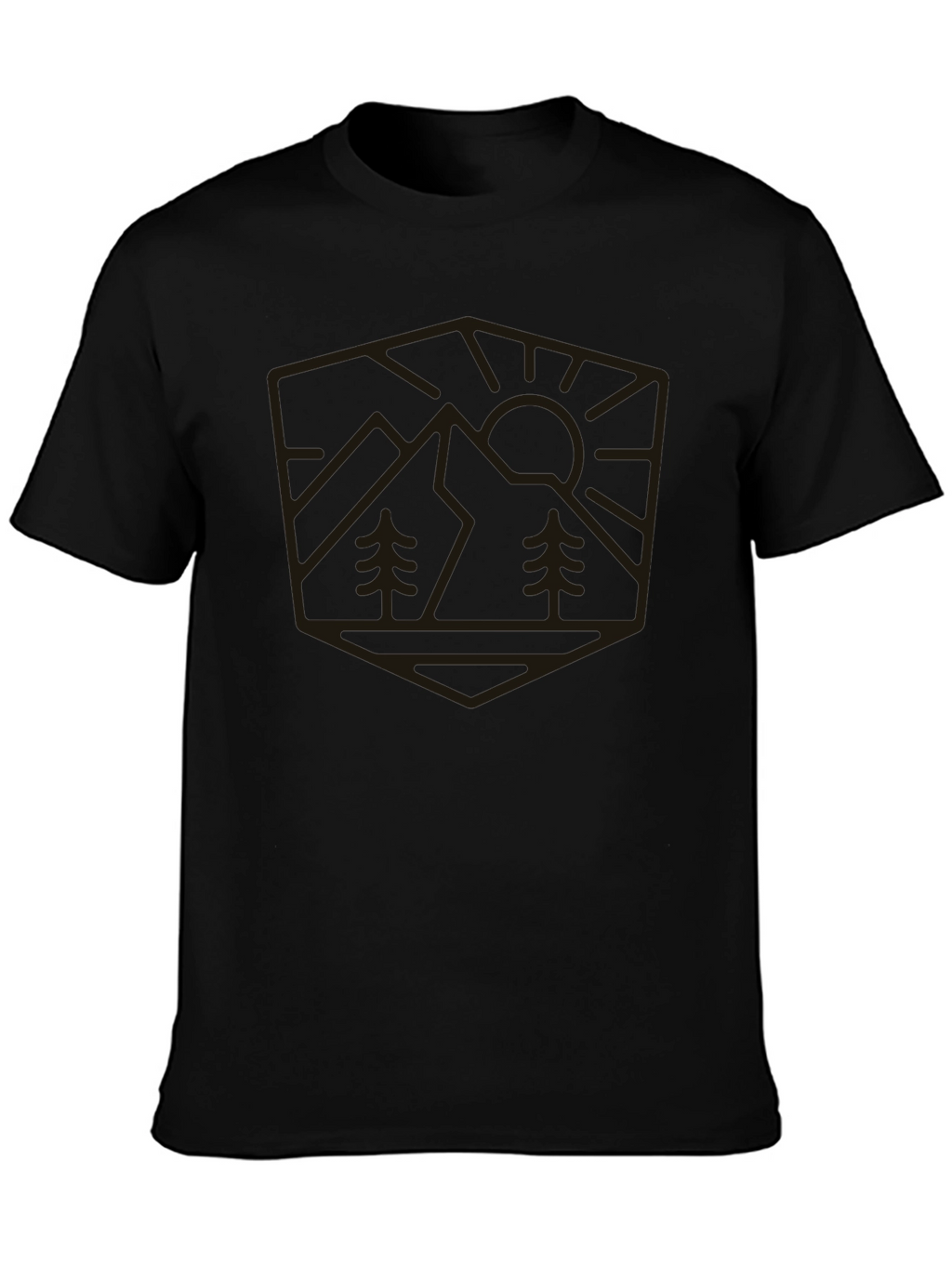 Mountain Scene Graphic Tee - Black Casual Shirt
