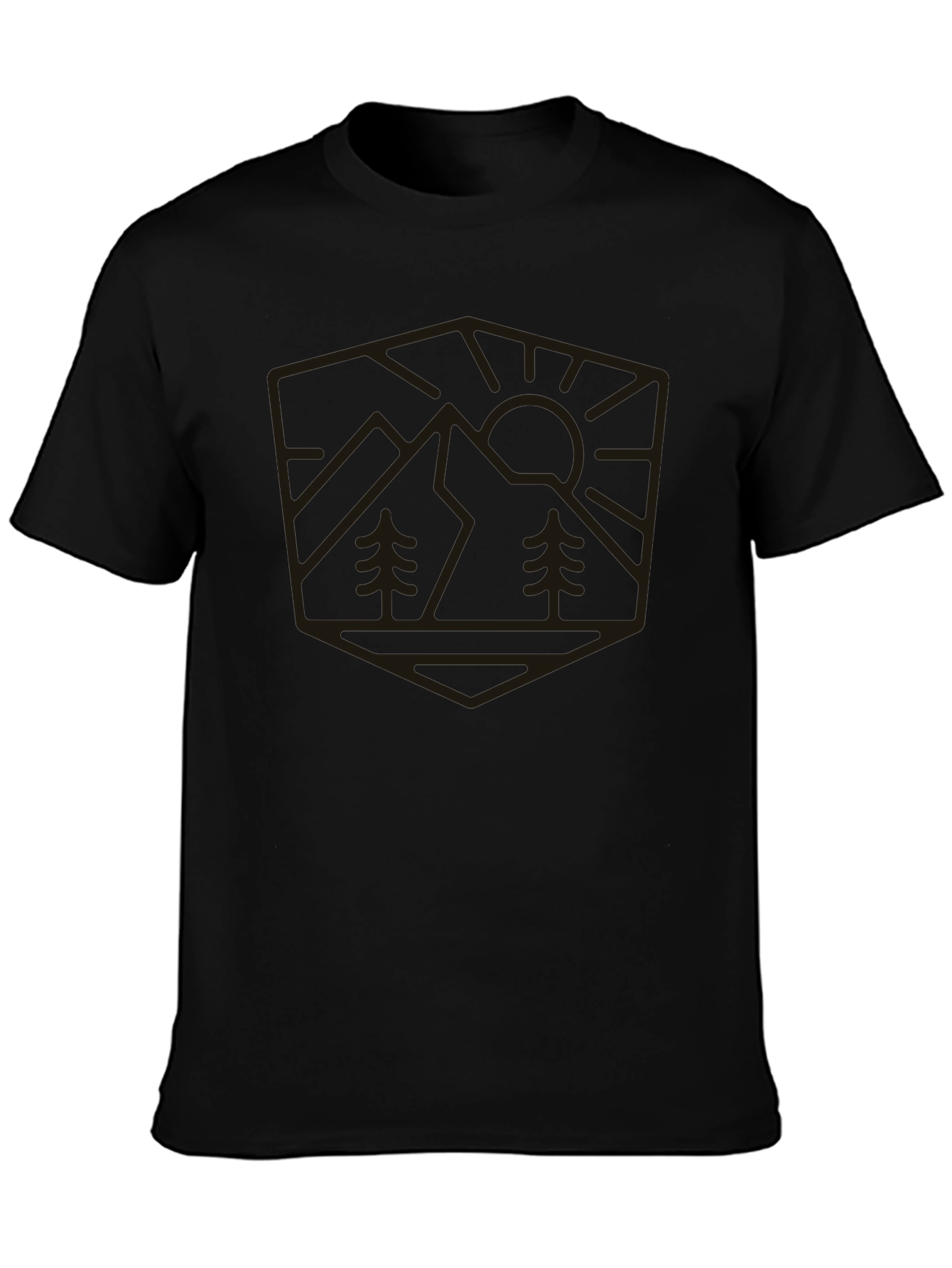 Mountain Scene Graphic Tee - Black Casual Shirt