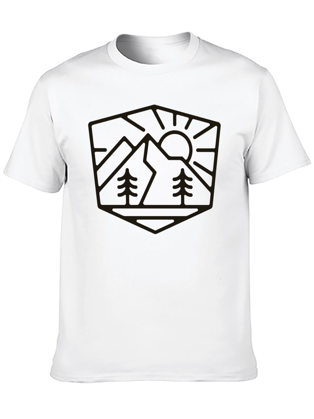 Mountain Scene Graphic Tee - Black Casual Shirt