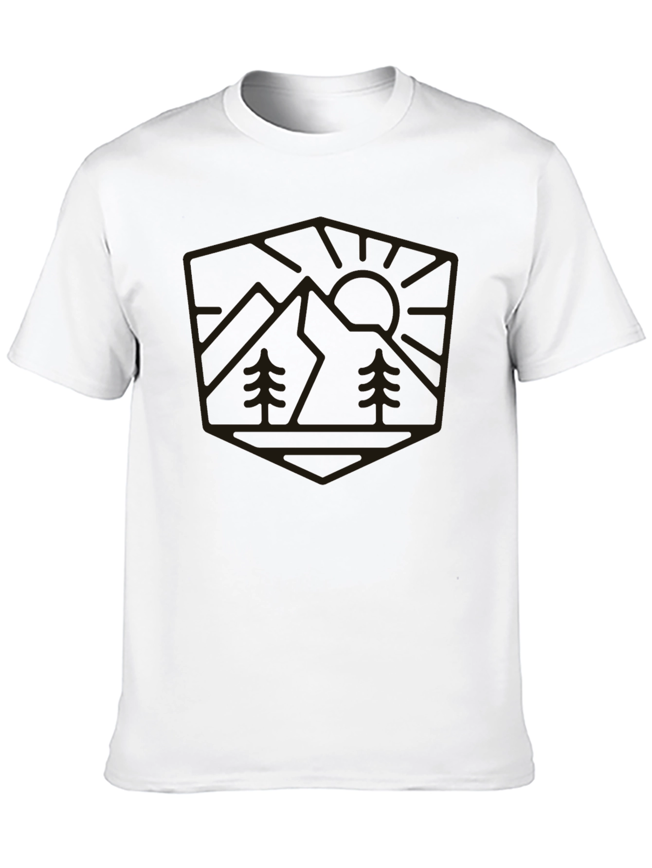 Mountain Scene Graphic Tee - Black Casual Shirt