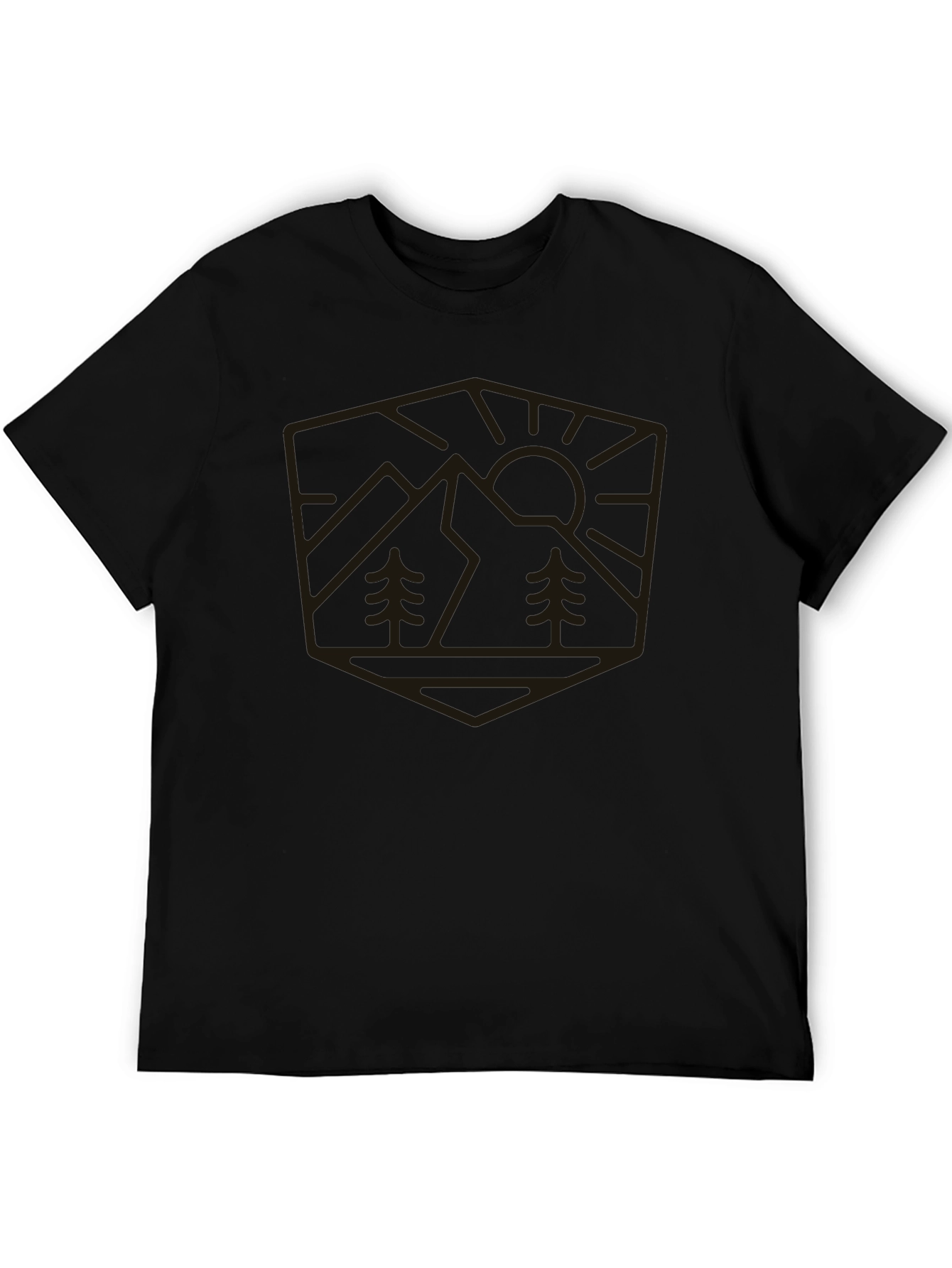 Mountain Scene Graphic Tee - Black Casual Shirt