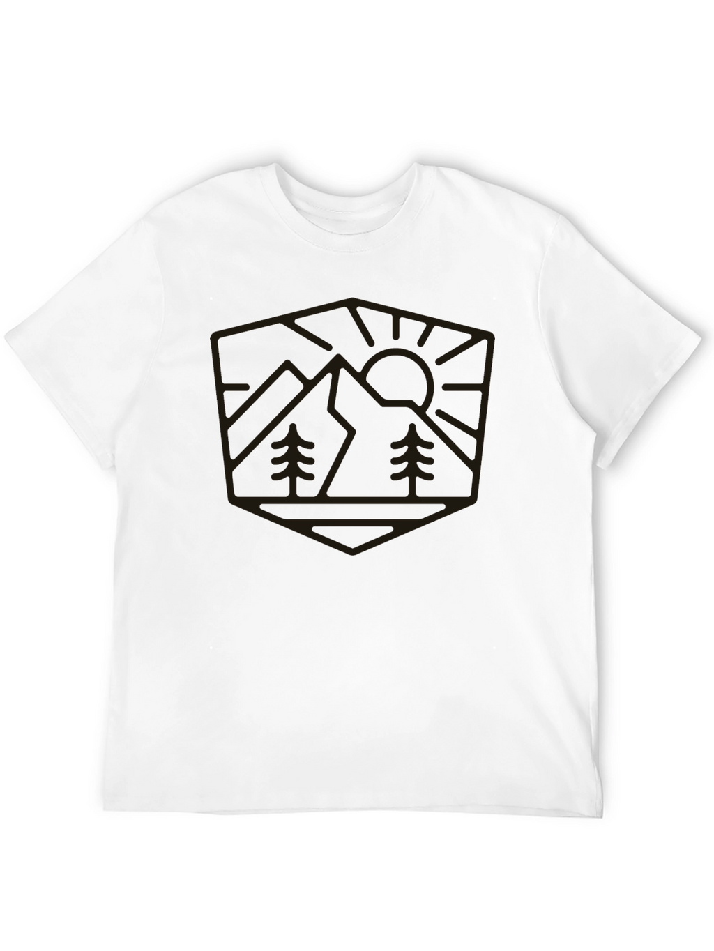Mountain Scene Graphic Tee - Black Casual Shirt
